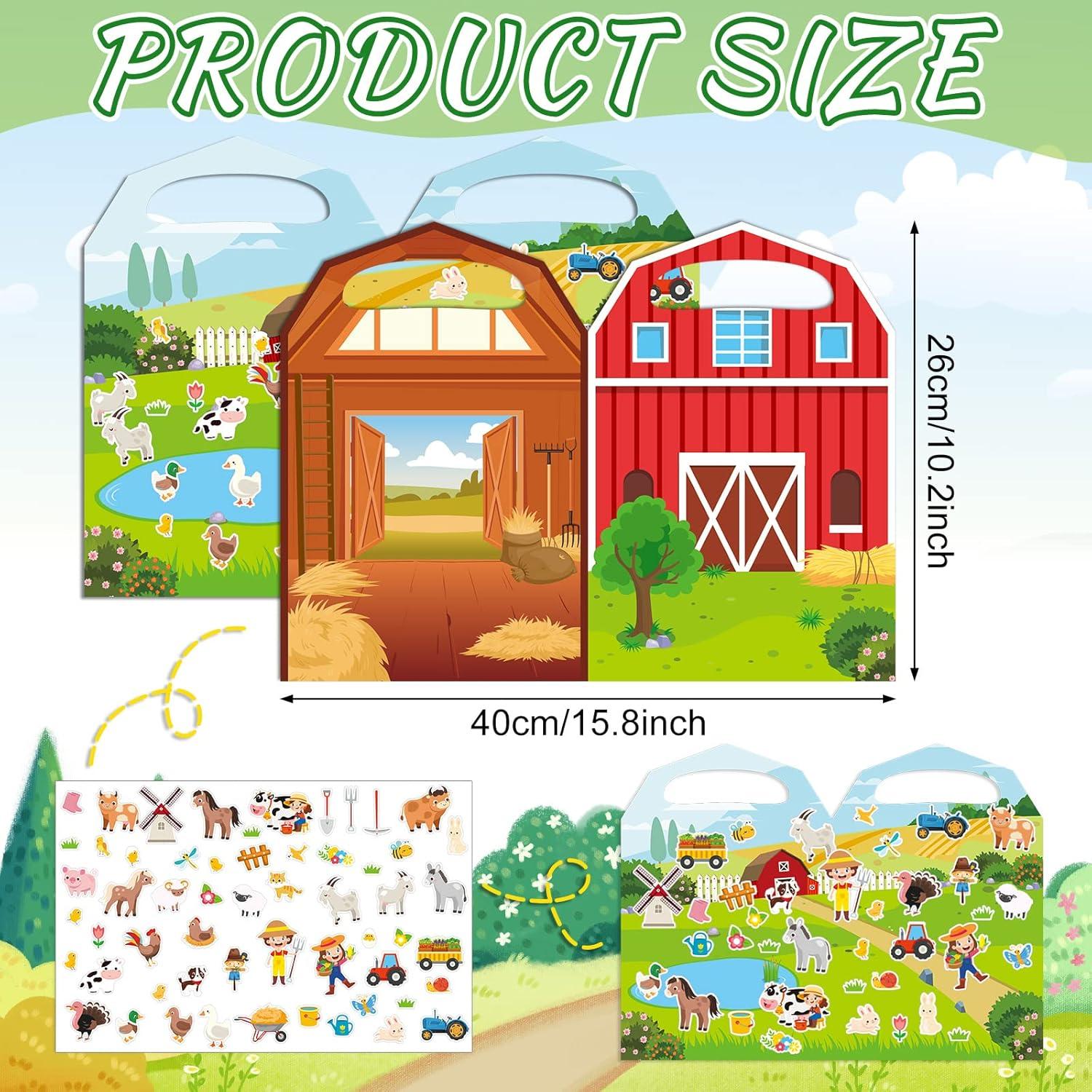 Kit de Pegatinas de Granja Sabary - 12 Fondos y Animales