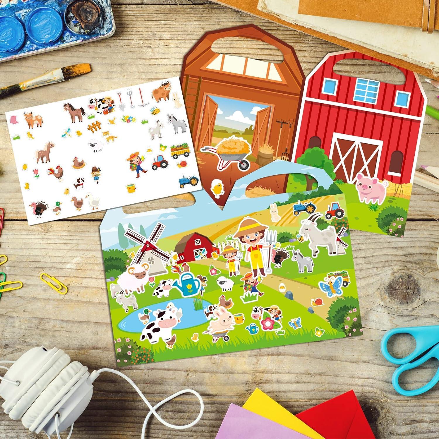 Kit de Pegatinas de Granja Sabary - 12 Fondos y Animales