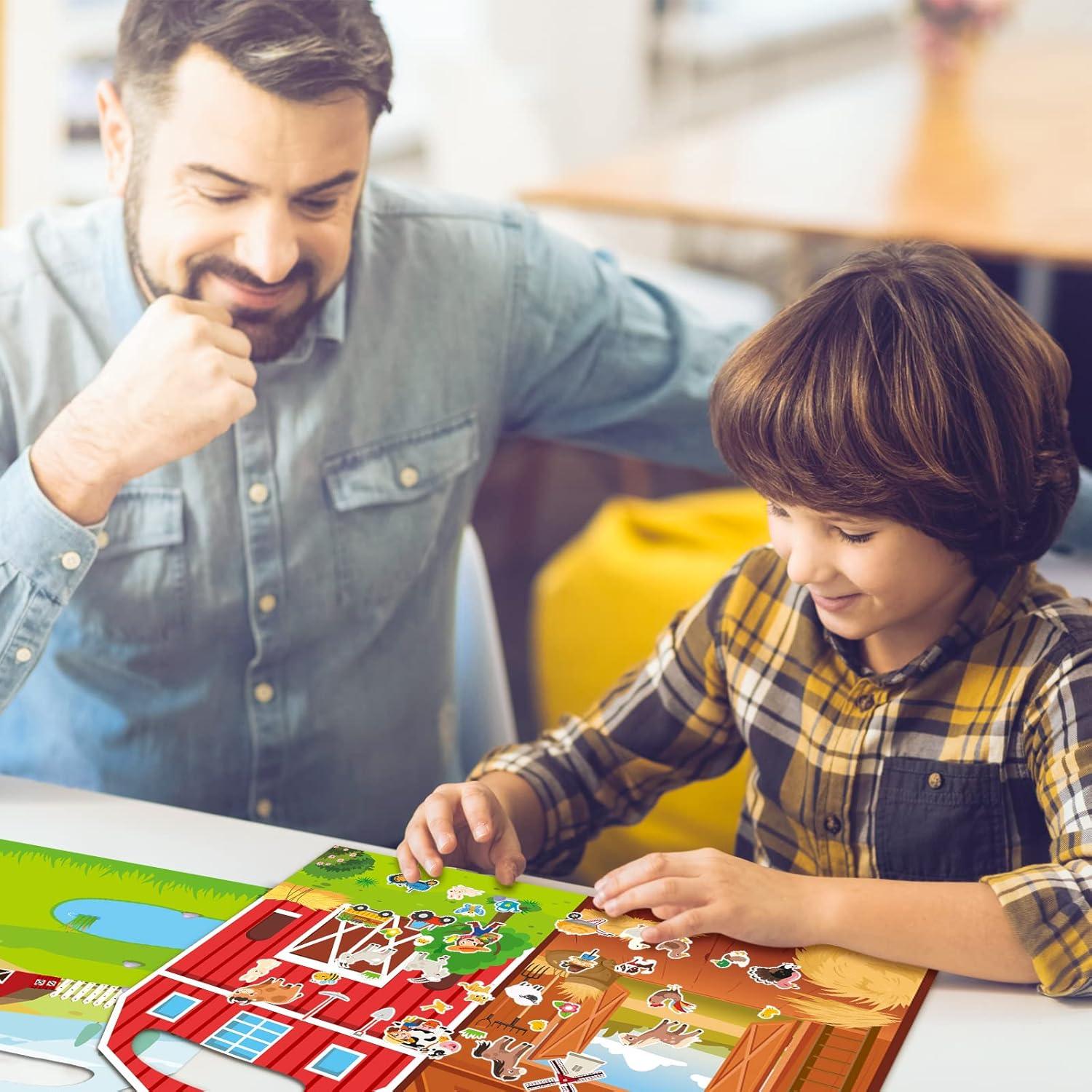 Kit de Pegatinas de Granja Sabary - 12 Fondos y Animales