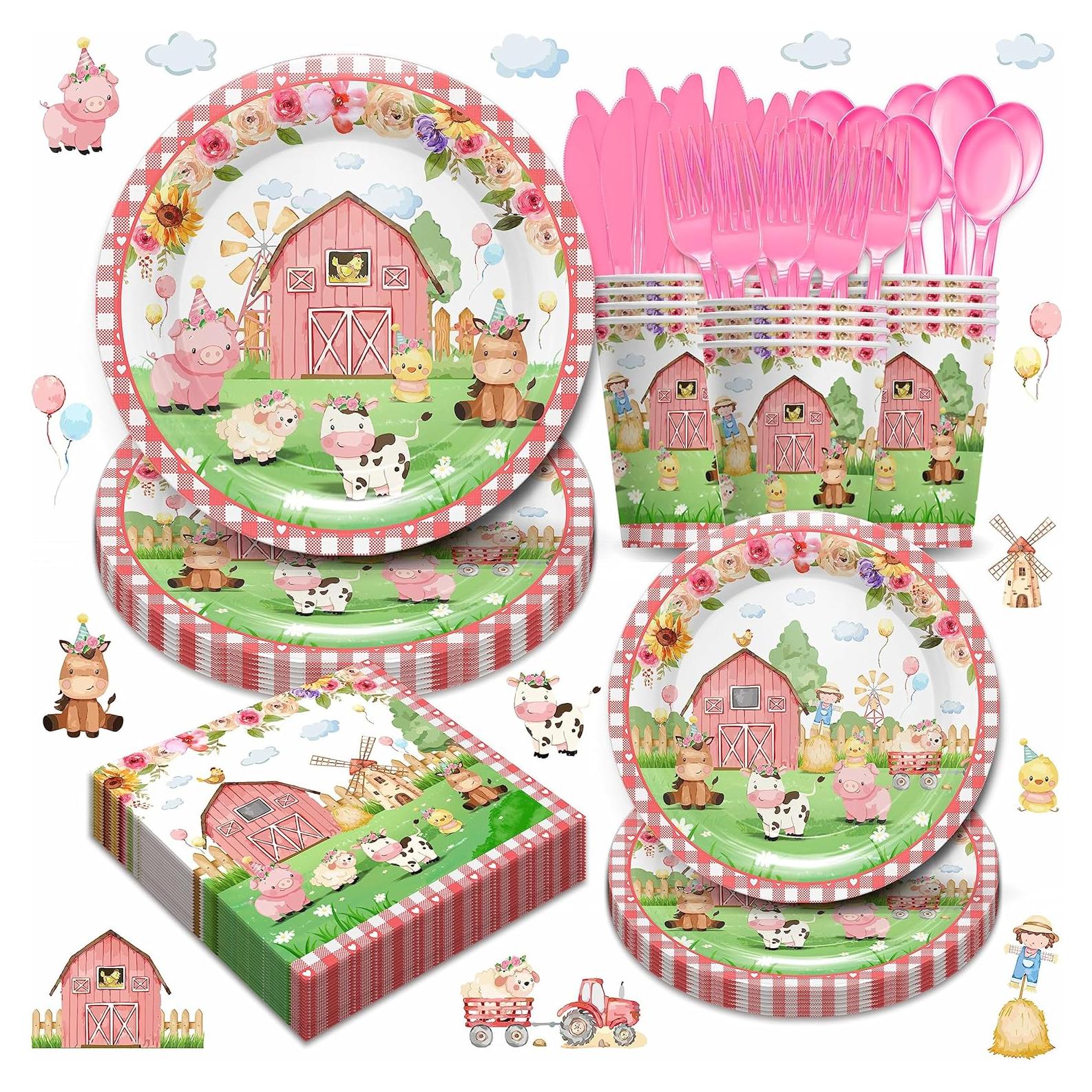 Suministros Fiesta Cumpleaños Granja Piooluialy 24 Pcs