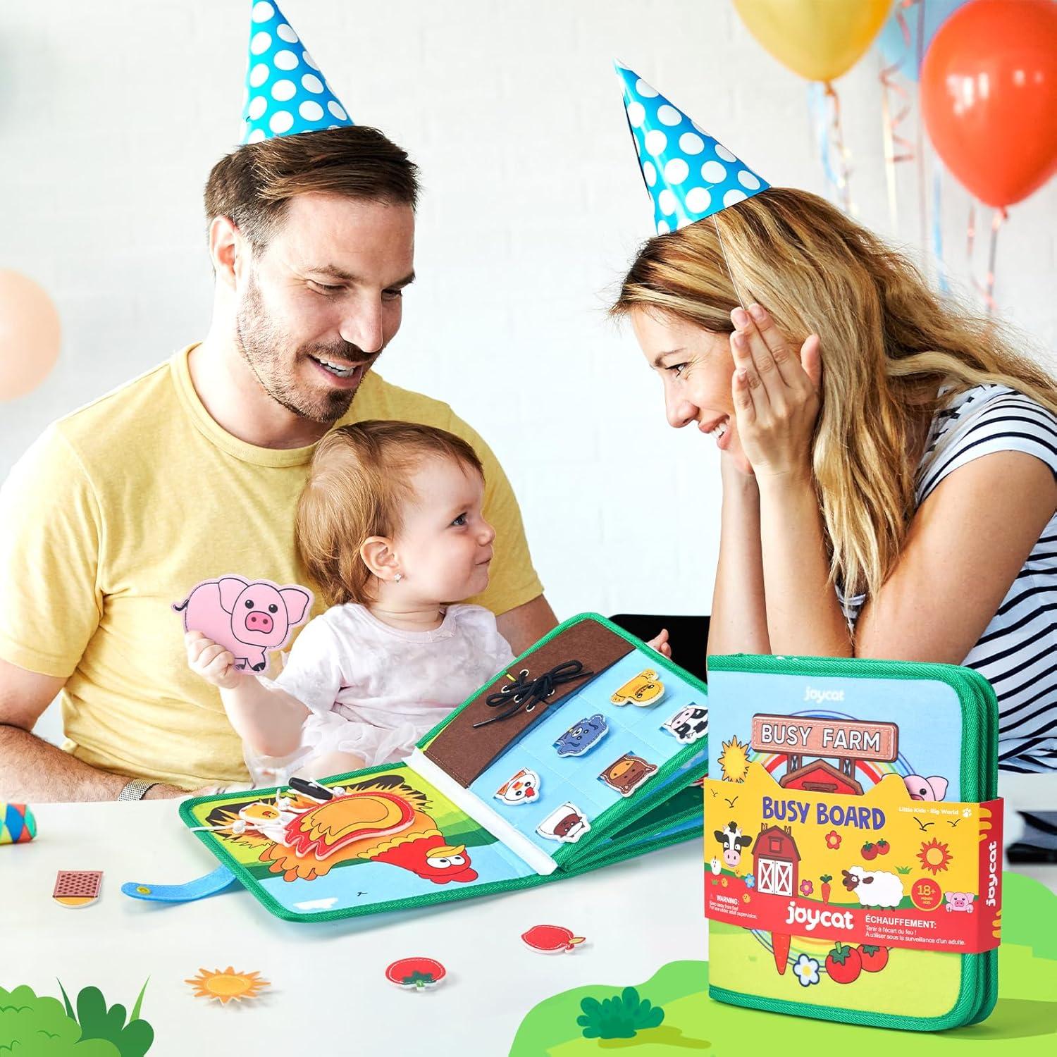 Libro Ocupado de Granja JoyCat 15 en 1 para Niños 1-3 Años