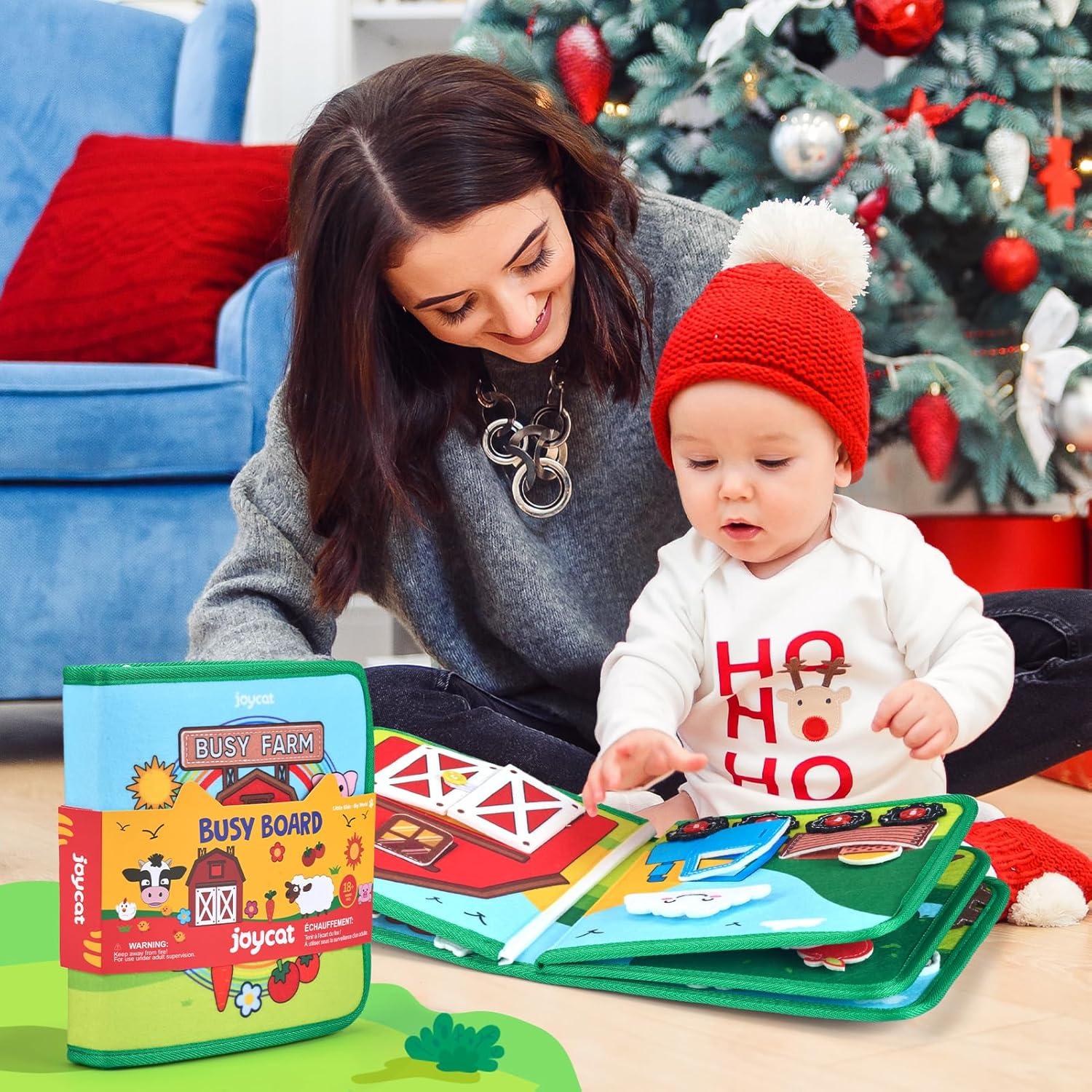 Libro Ocupado de Granja JoyCat 15 en 1 para Niños 1-3 Años