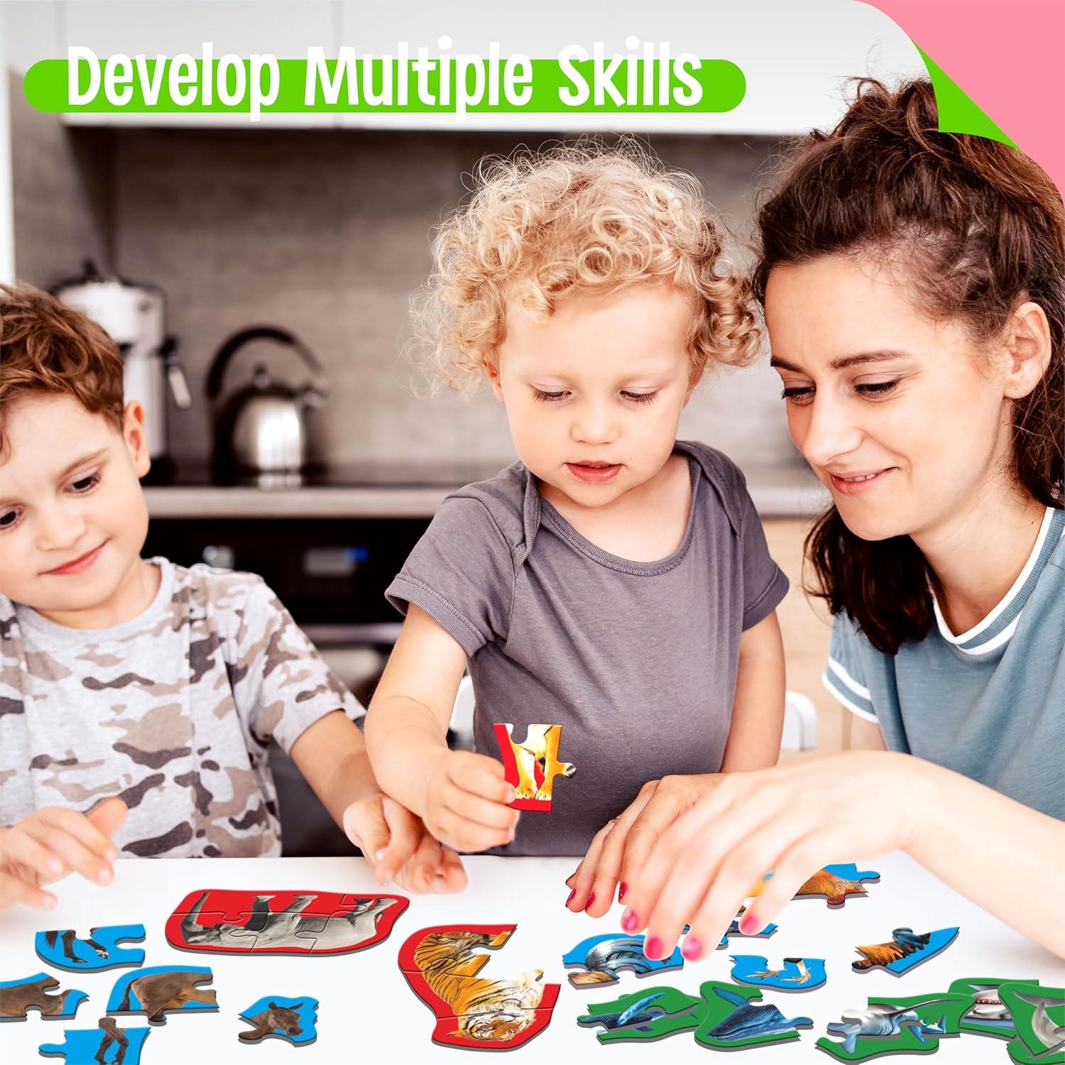 Paquete de 12 Rompecabezas de Animales SpriteGru - 48 Piezas