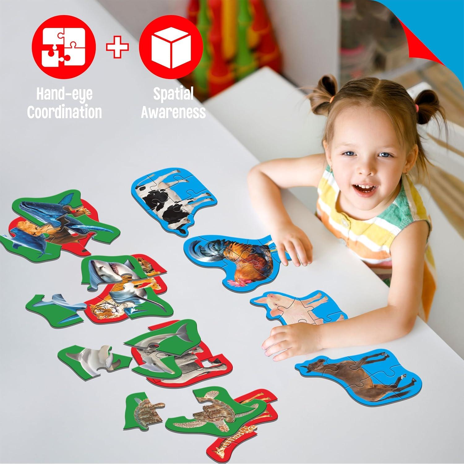 Paquete de 12 Rompecabezas de Animales SpriteGru - 48 Piezas