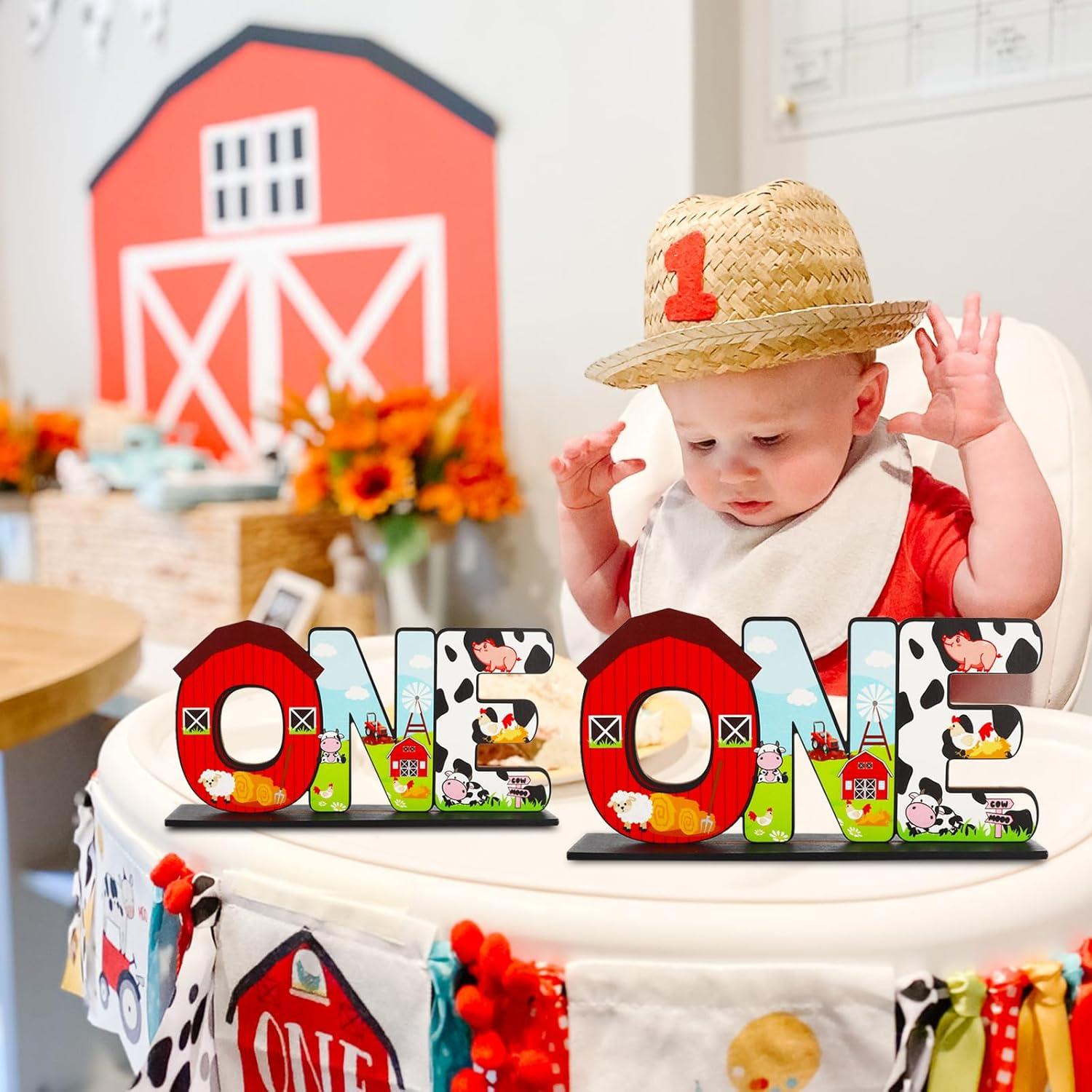 Centros de Mesa de Granja ONE BAOOOFUL para Primer Cumpleaños