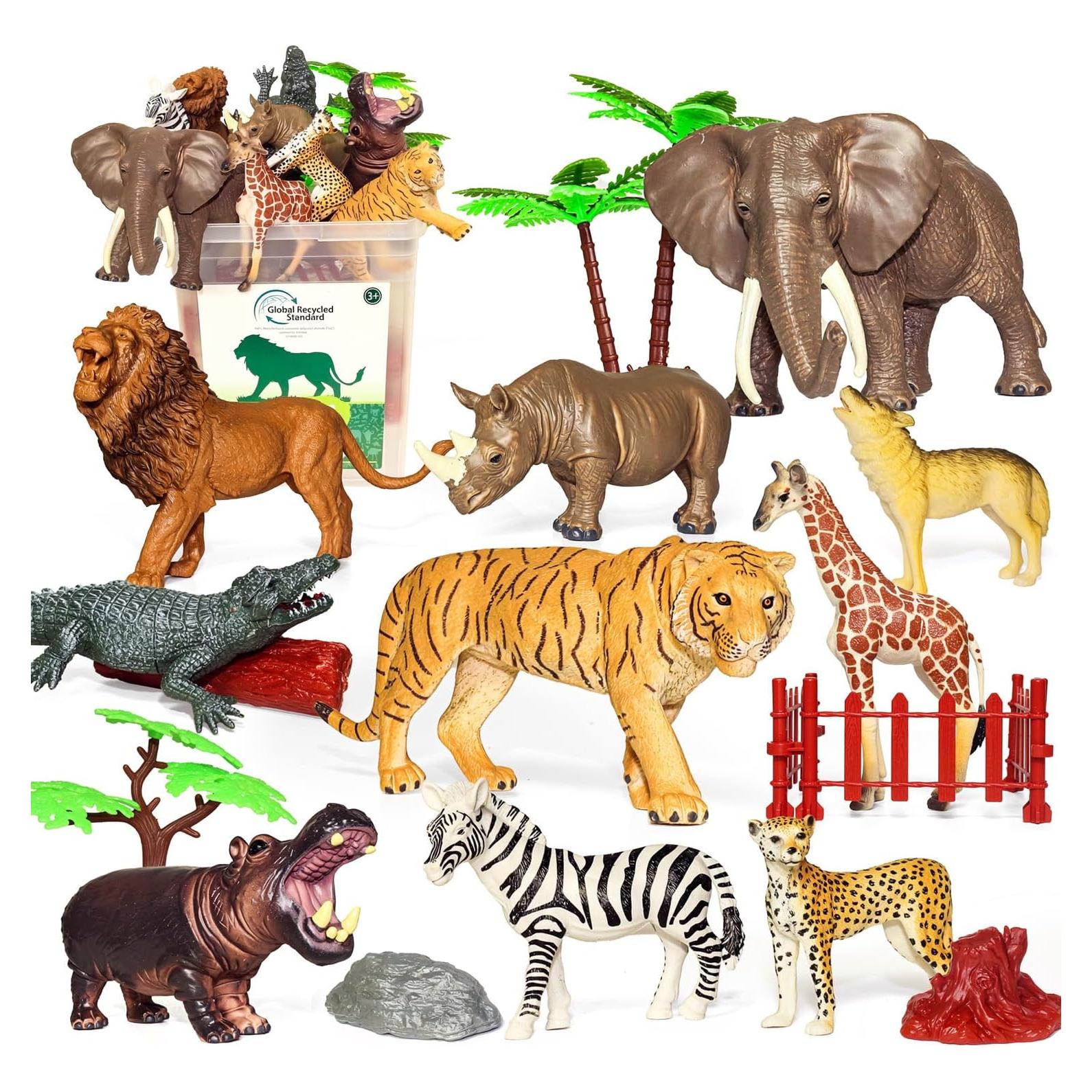 Set de Juguetes de Animales Safari BIWASE con Accesorios 10 Piezas