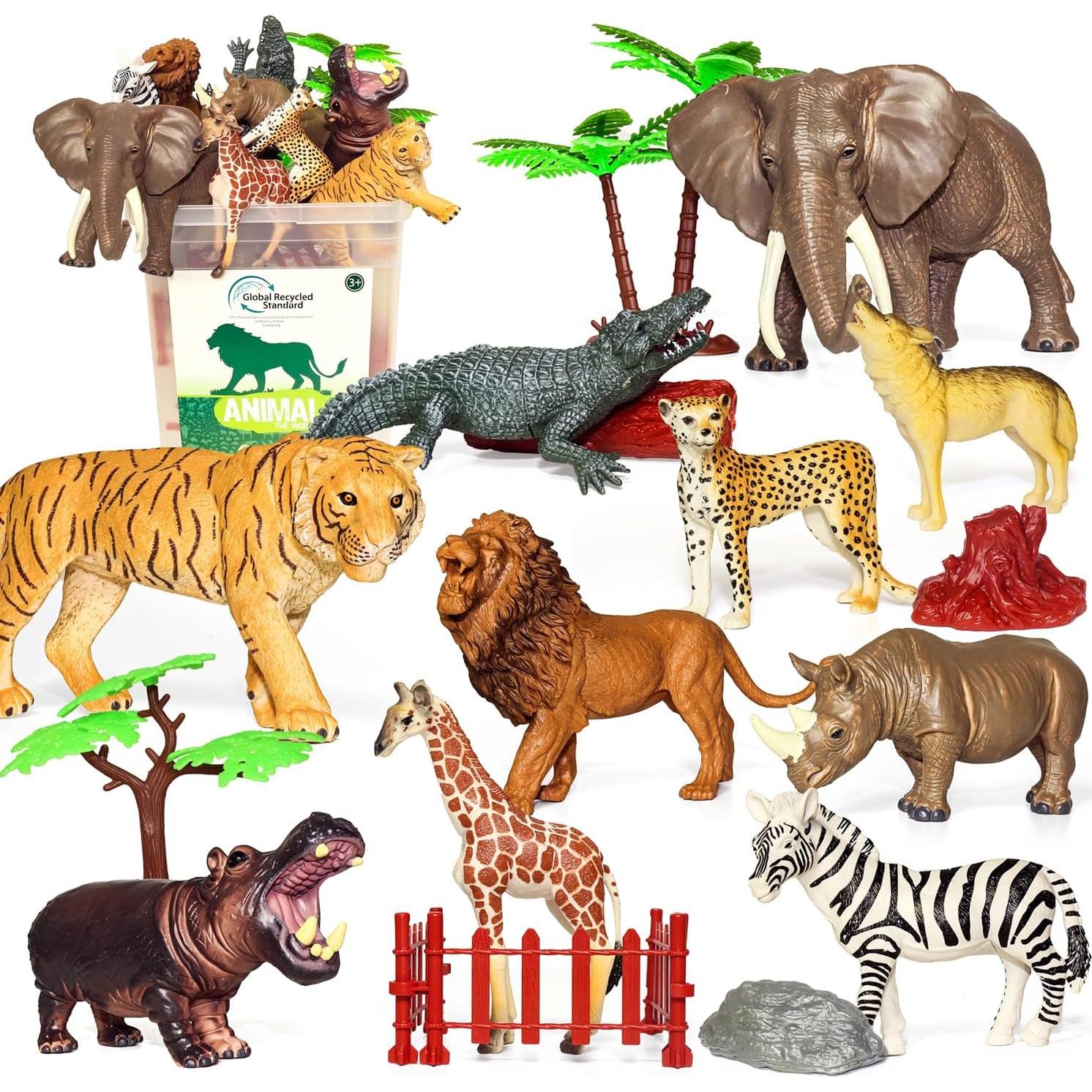 Set de Juguetes de Animales Safari BIWASE con Accesorios 10 Piezas