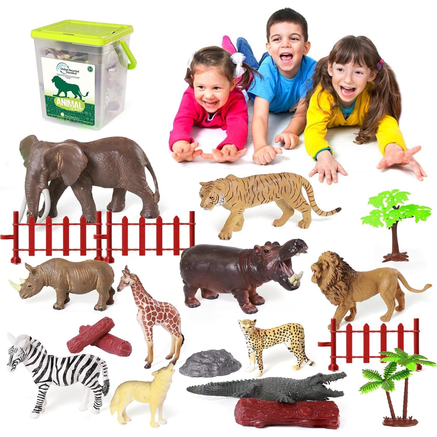 Set de Juguetes de Animales Safari BIWASE con Accesorios 10 Piezas