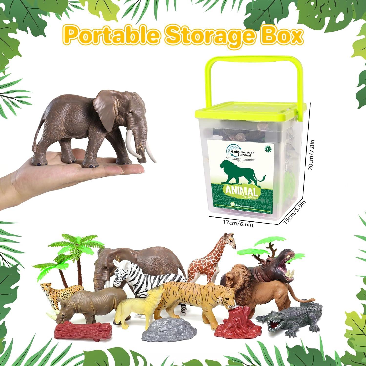 Set de Juguetes de Animales Safari BIWASE con Accesorios 10 Piezas
