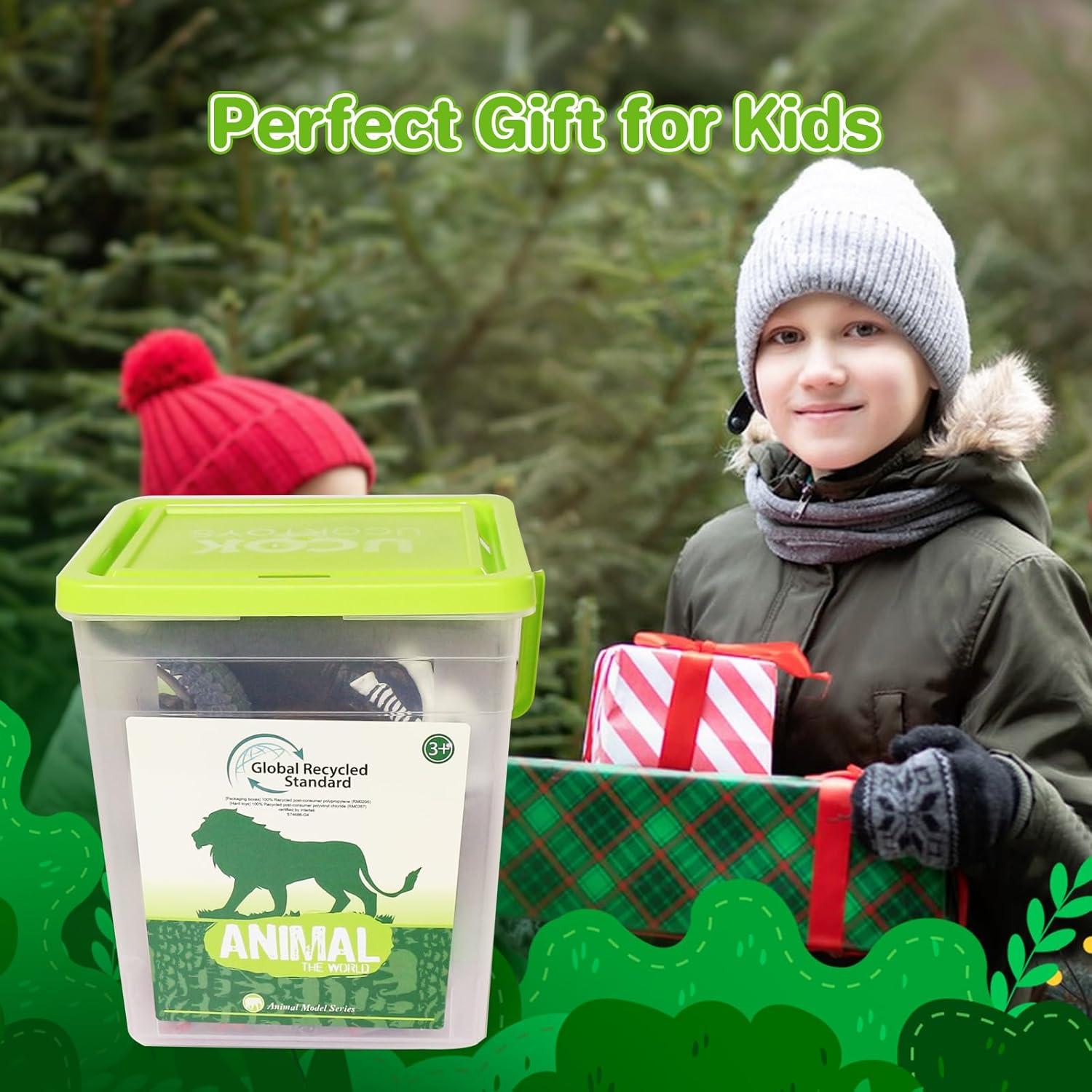 Set de Juguetes de Animales Safari BIWASE con Accesorios 10 Piezas