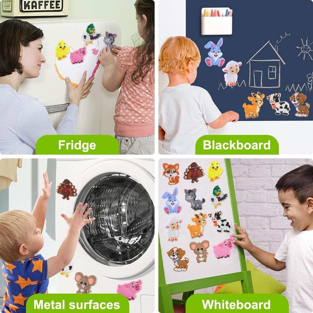 Imanes de Refrigerador para Niños YUJUN 12PCS Animales Granja