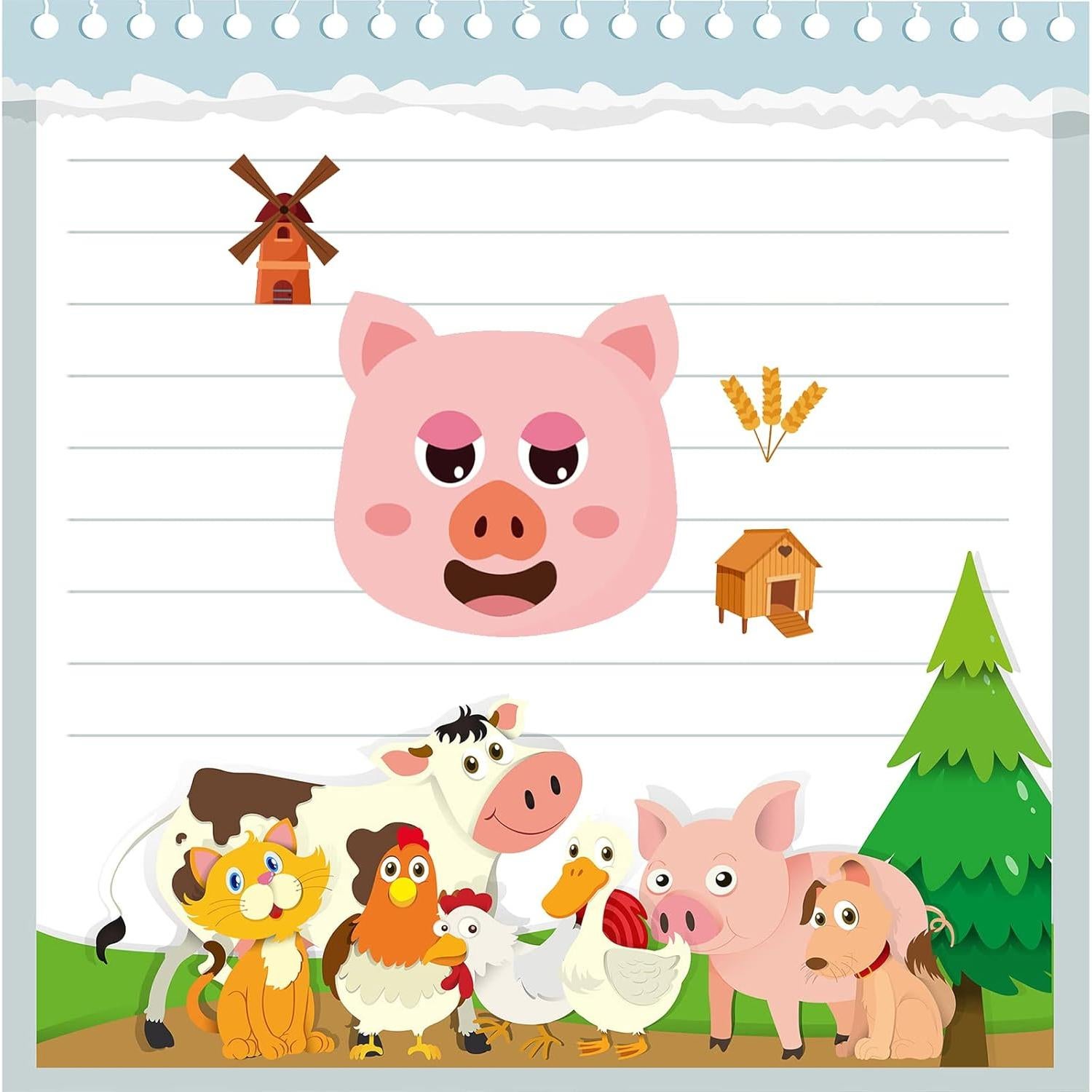 24 Hojas de Pegatinas de Animales de Granja DaiUni 21x15 cm