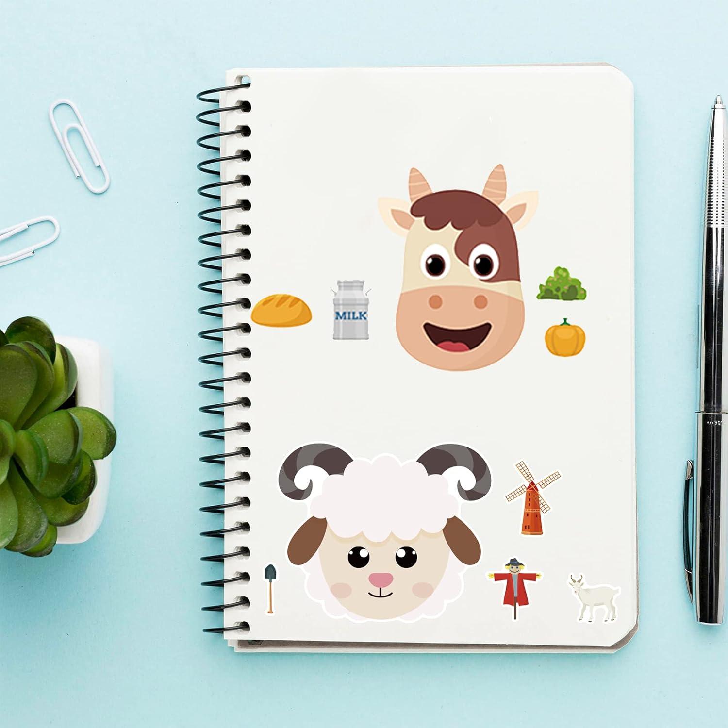 24 Hojas de Pegatinas de Animales de Granja DaiUni 21x15 cm