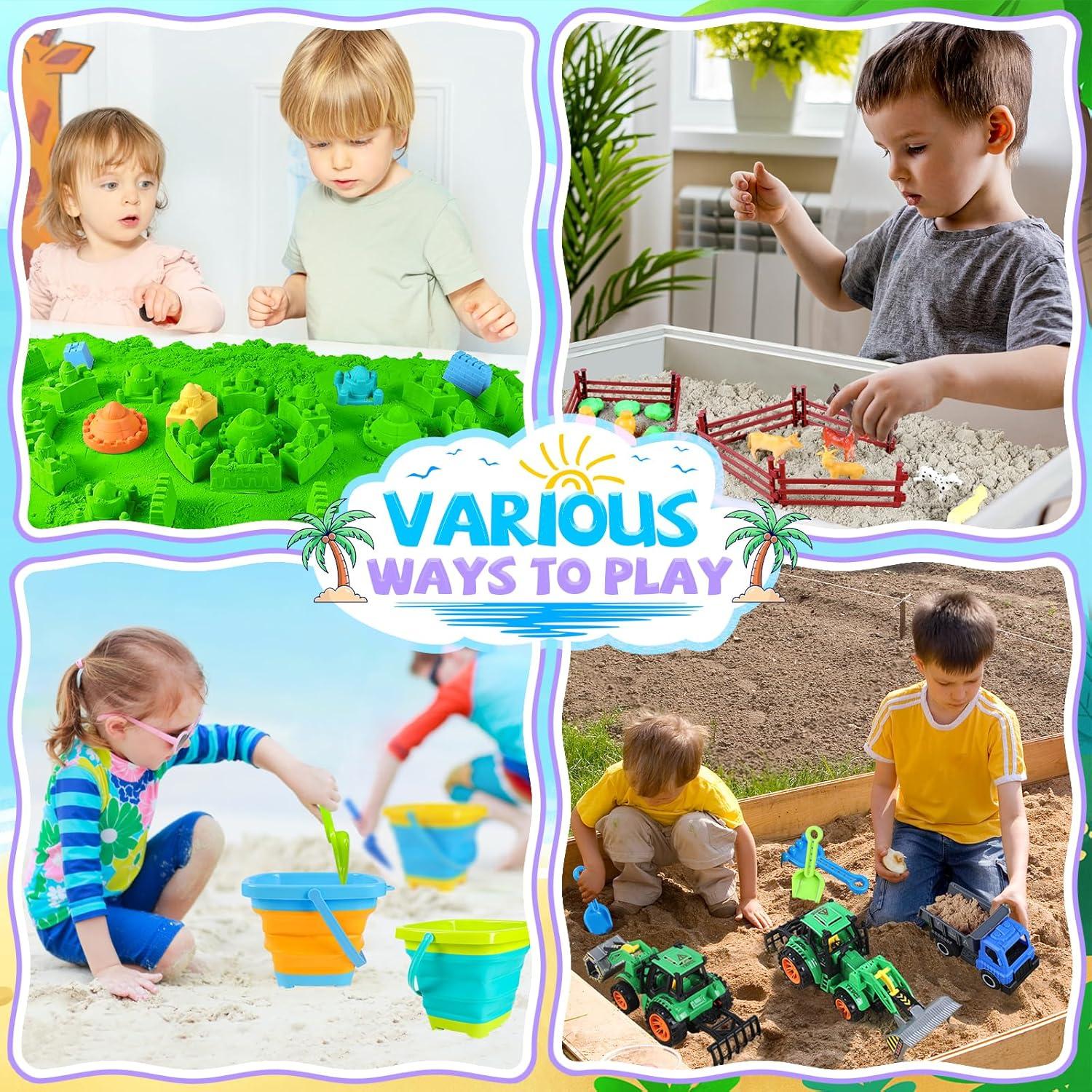 Juego de Playa FHOZGECY 45 Piezas con Cubos Plegables y Vehículos