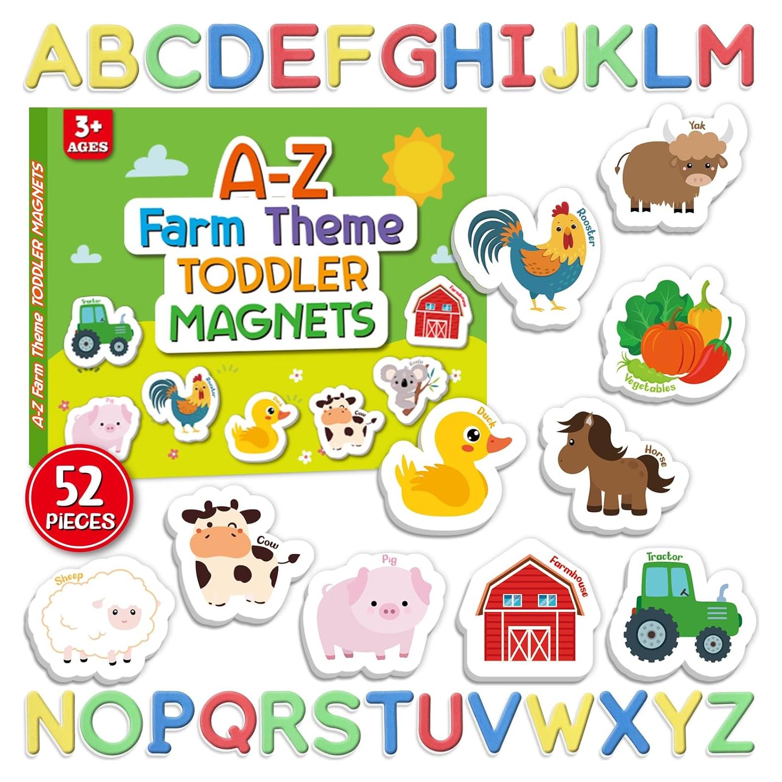 Set de Imanes de Granja y Letras ABC Justforjoyful - 52 Piezas