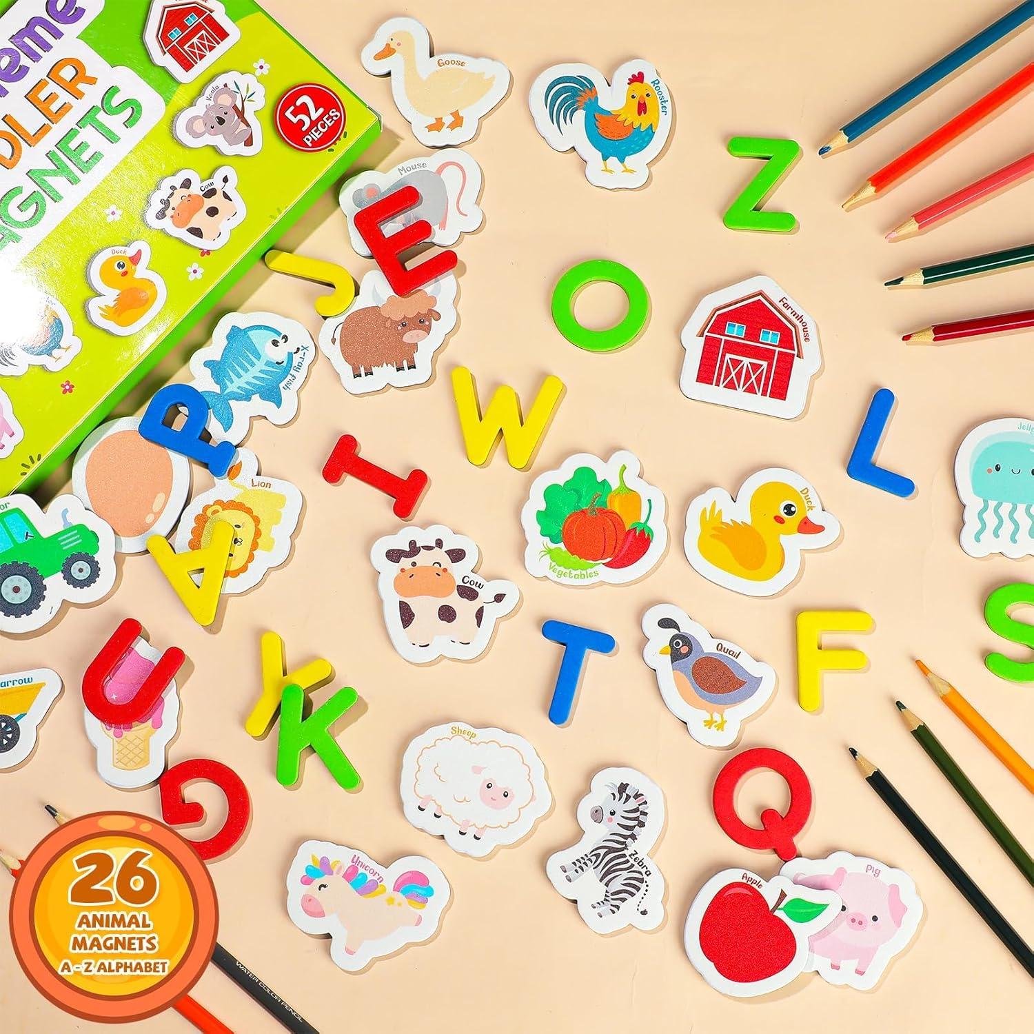 Set de Imanes de Granja y Letras ABC Justforjoyful - 52 Piezas