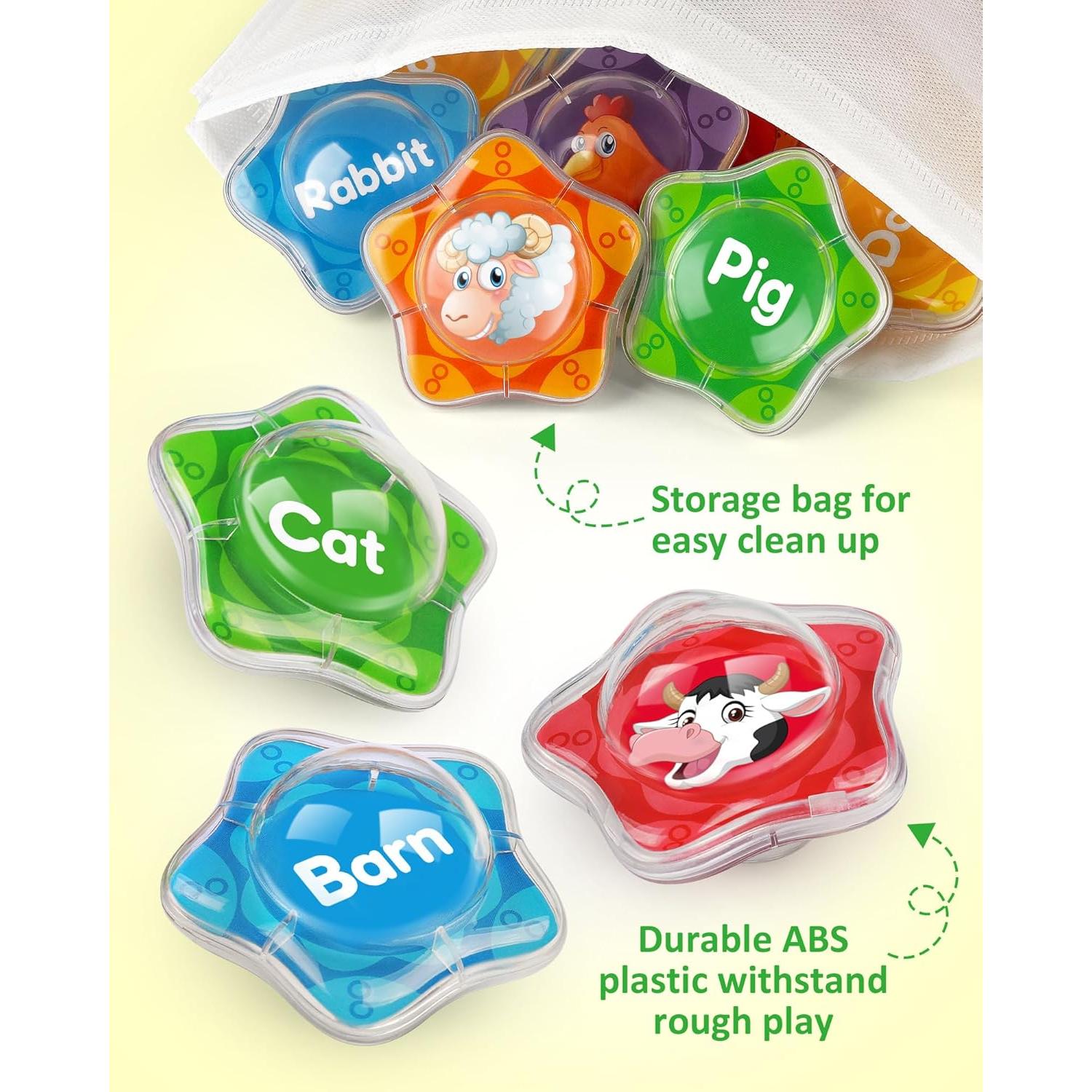 Juguete Flotante Coogam para Baño Set 12 Animales Granja