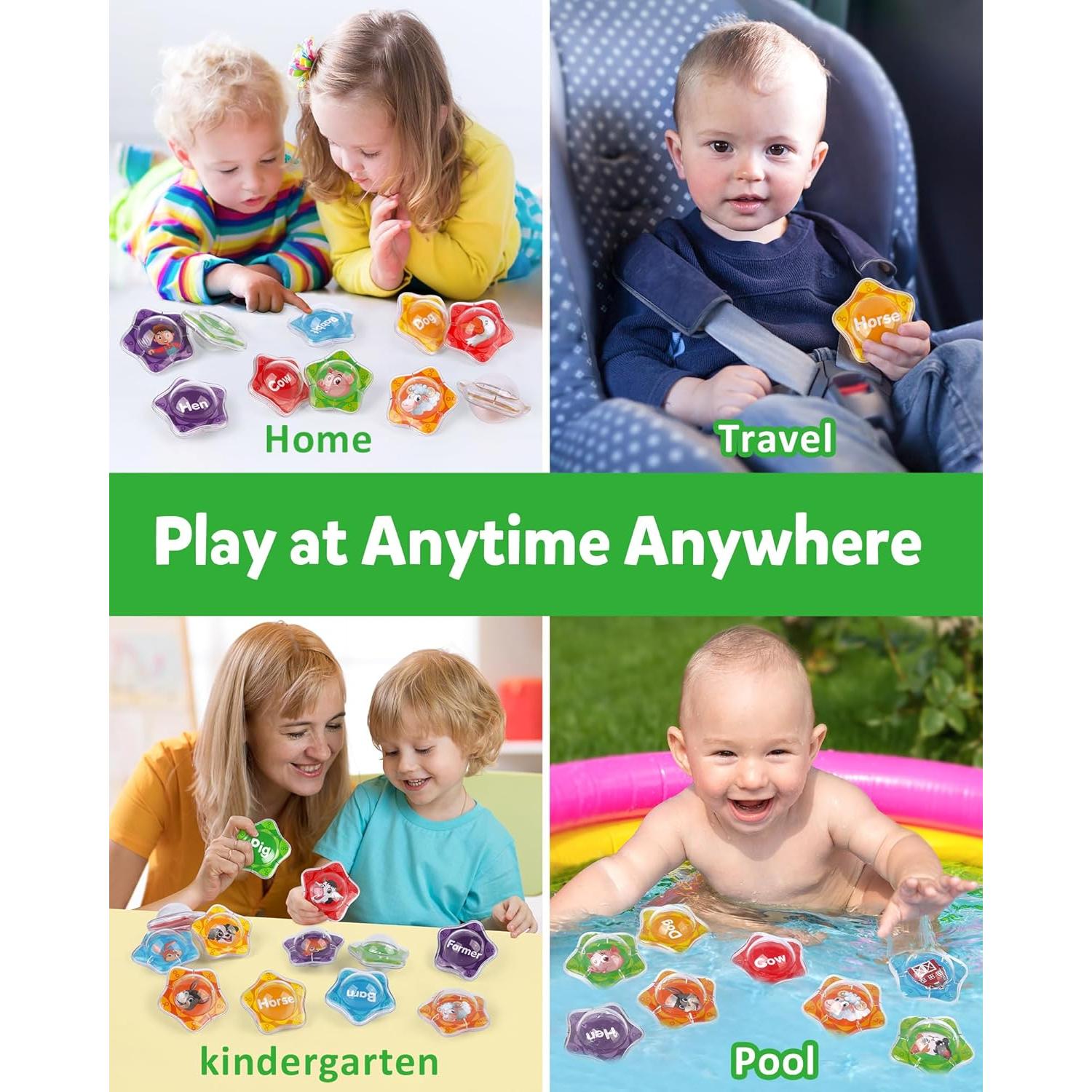 Juguete Flotante Coogam para Baño Set 12 Animales Granja