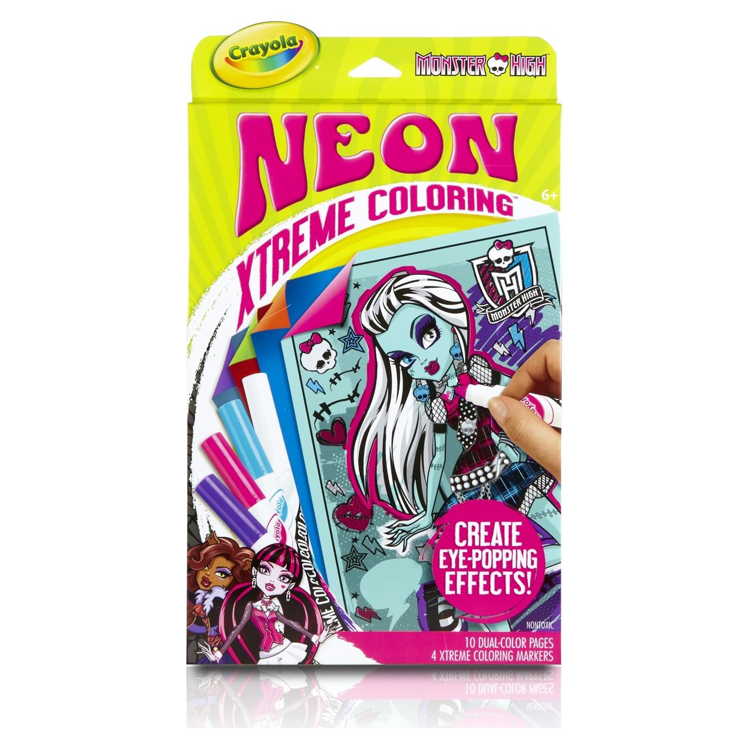 Kit de Colorear Crayola Neon Extreme Monster High 10 Páginas