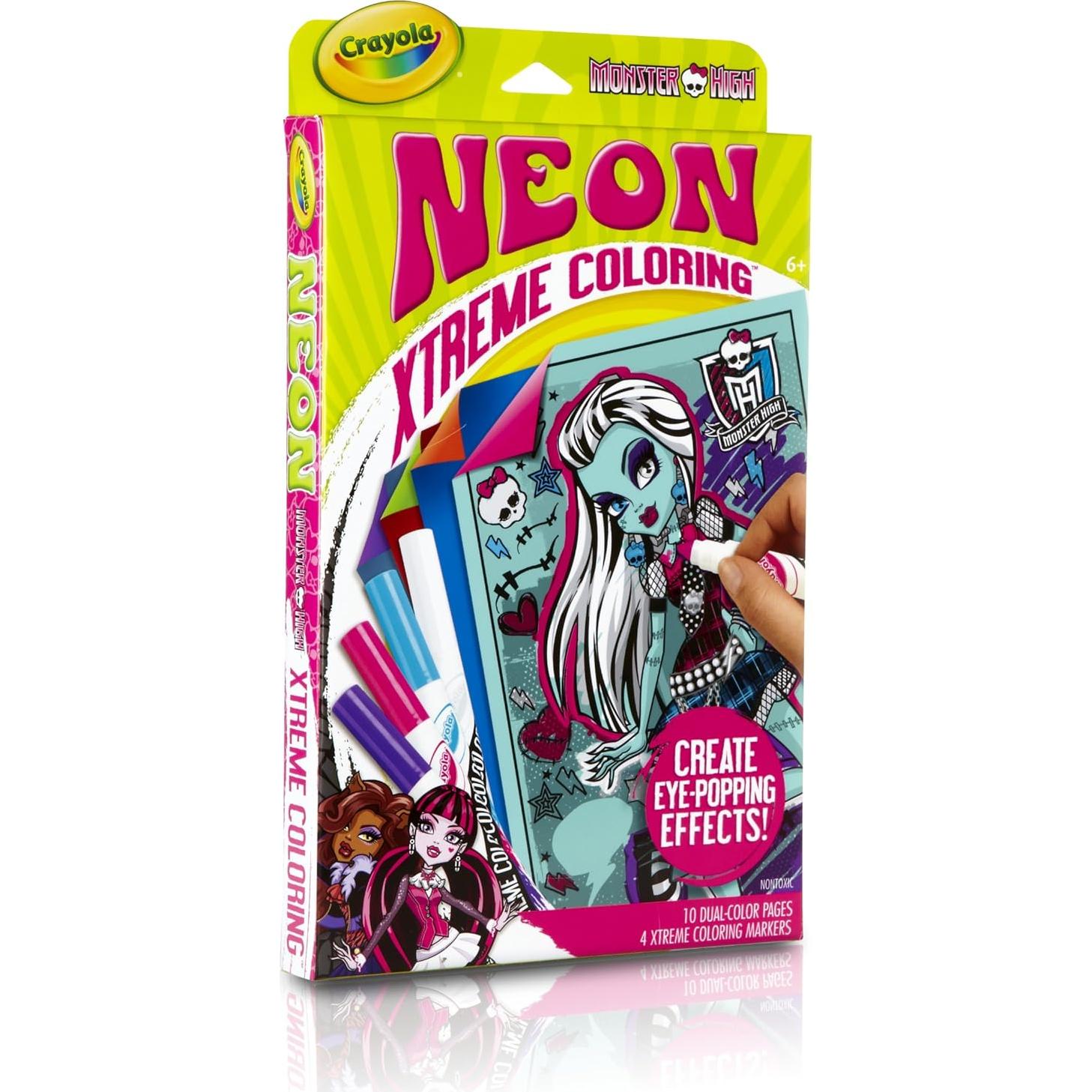 Kit de Colorear Crayola Neon Extreme Monster High 10 Páginas