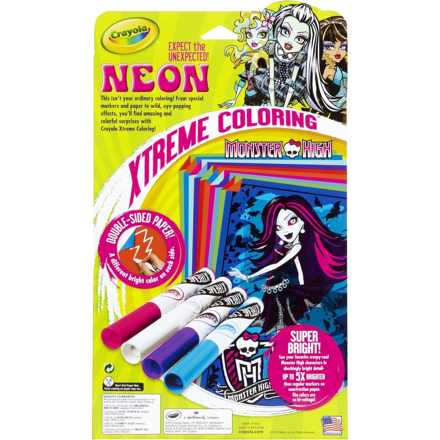 Kit de Colorear Crayola Neon Extreme Monster High 10 Páginas
