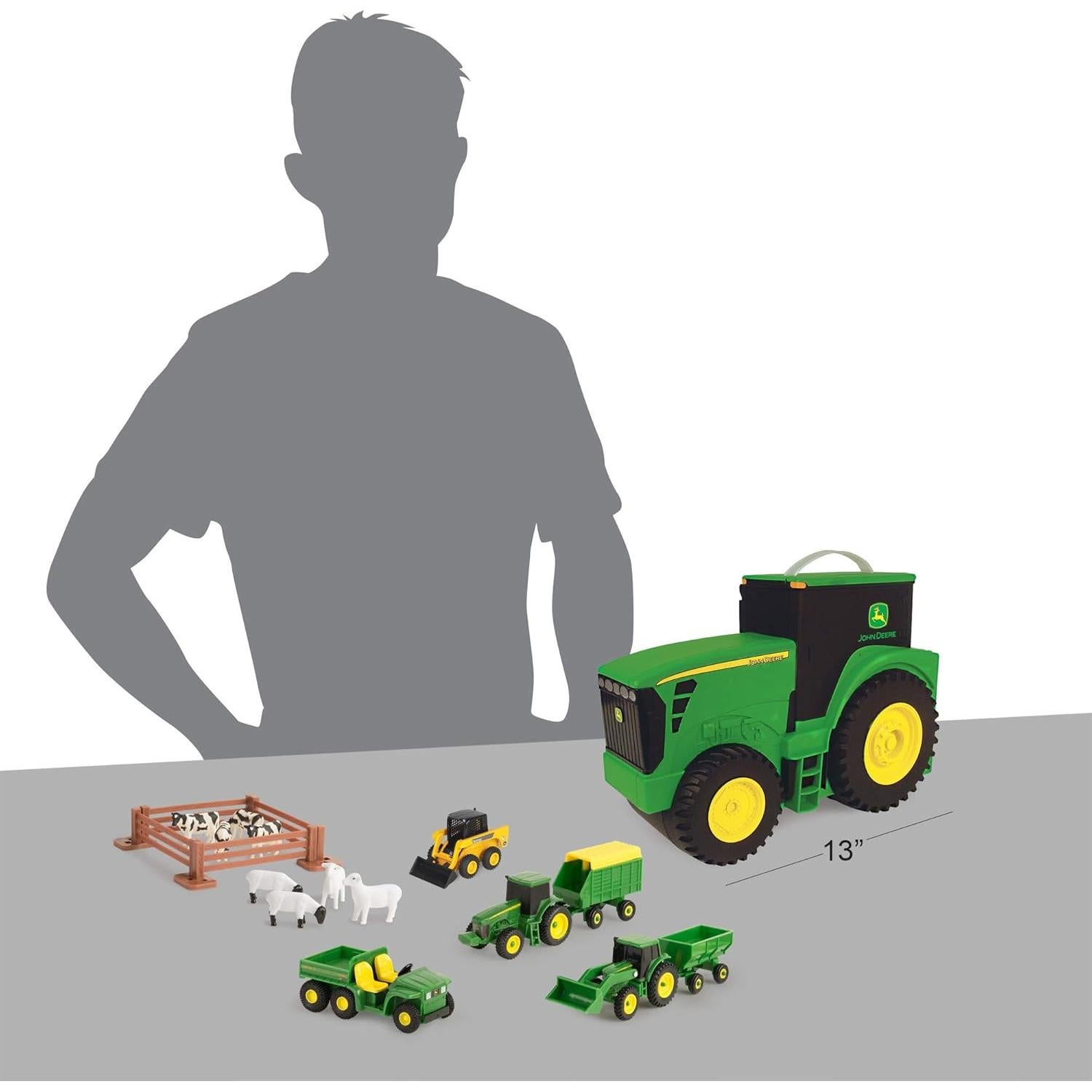 Set de Juguetes de Granja John Deere TOMY - 18 Piezas con Estuche
