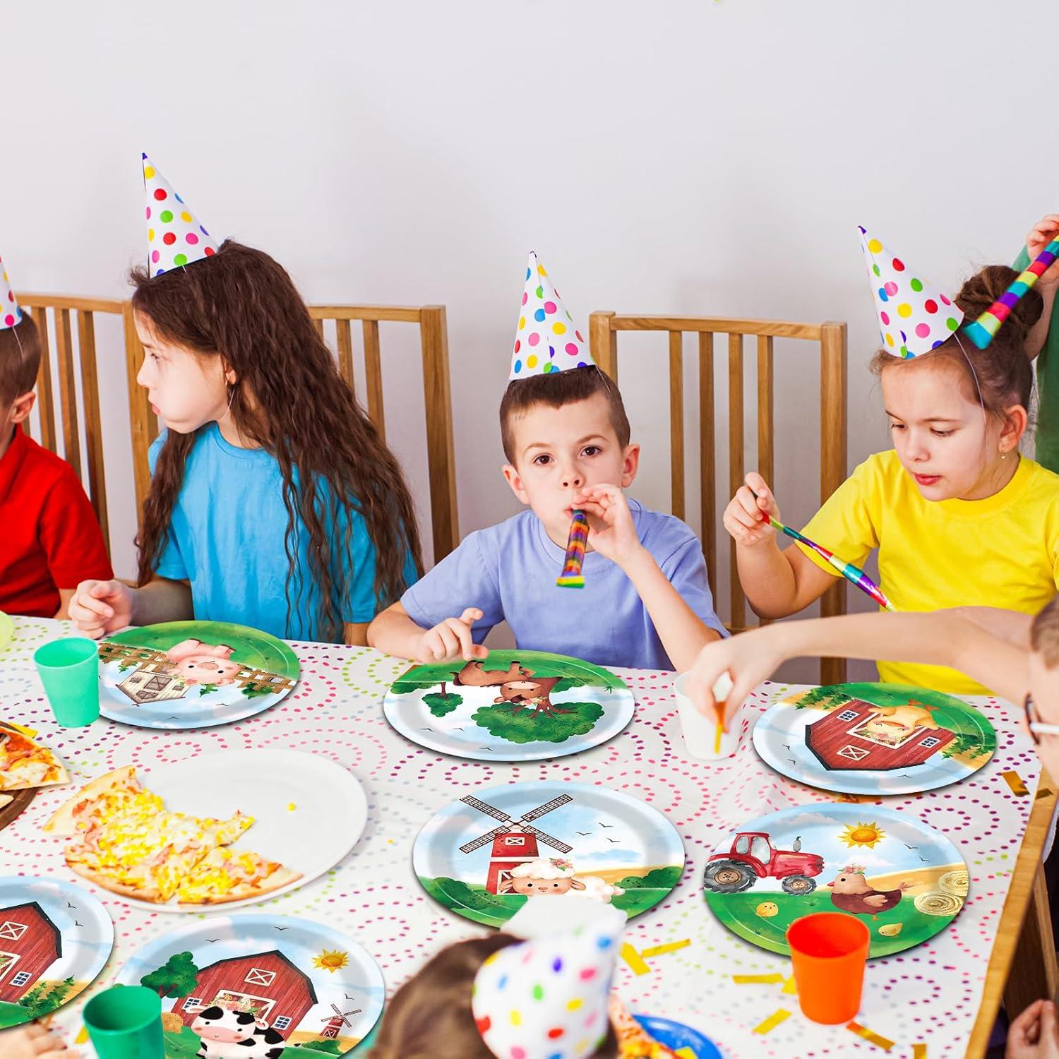 60 Platos de Papel Animales de Granja Justforjoyful 17.8 cm