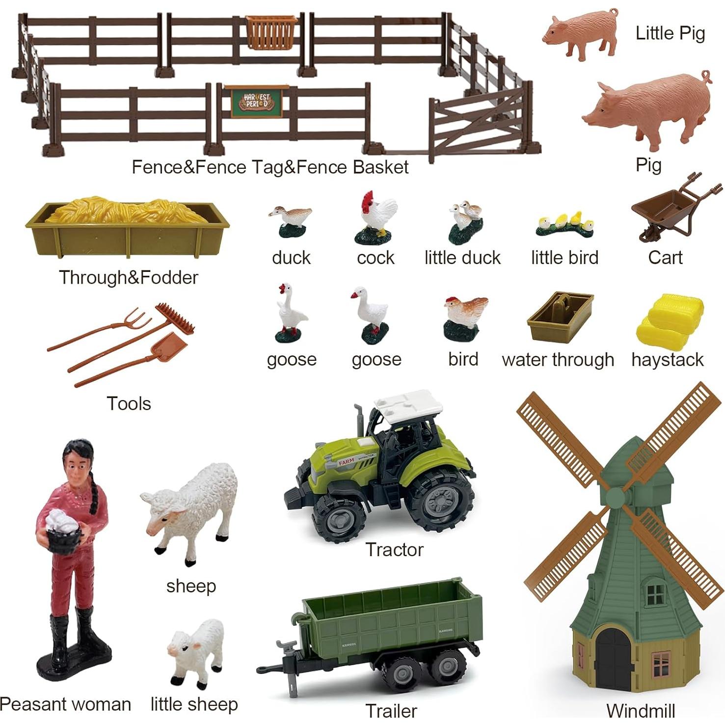Juego de Juguetes de Granja 82 Piezas Nanjing - Tractor y Animales