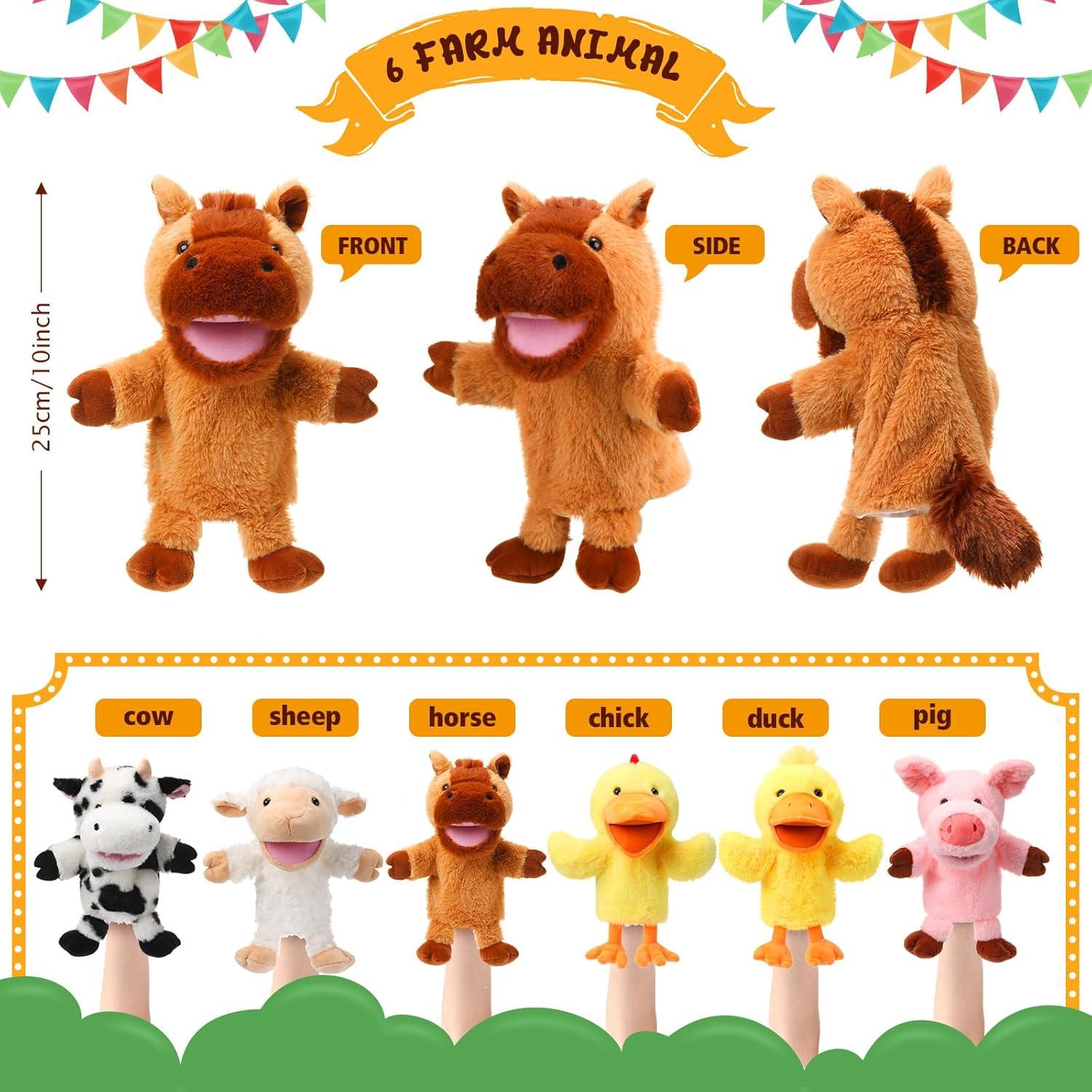 Títeres de Mano de Animales de Granja Lenwen - 6 Pcs 25 cm