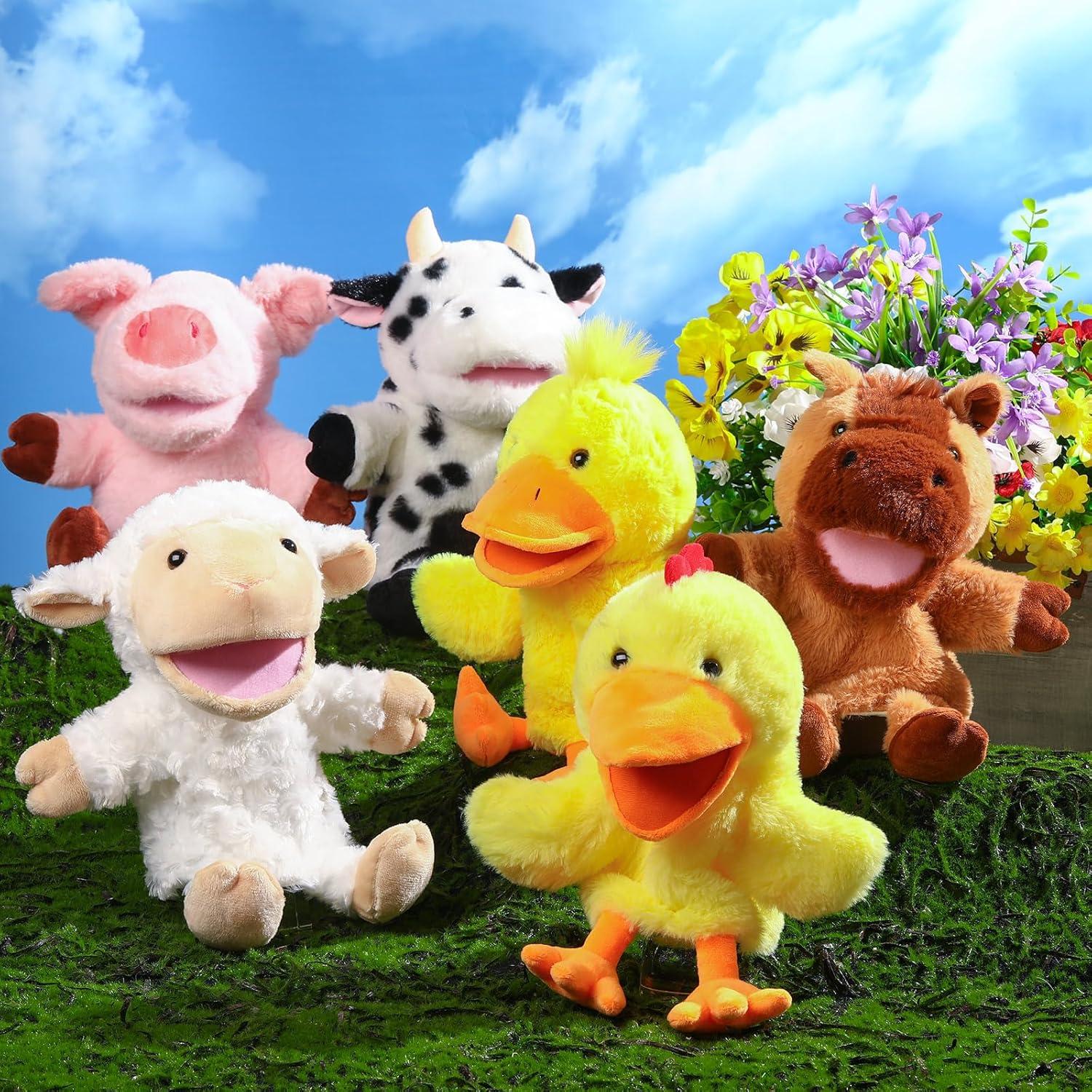 Títeres de Mano de Animales de Granja Lenwen - 6 Pcs 25 cm