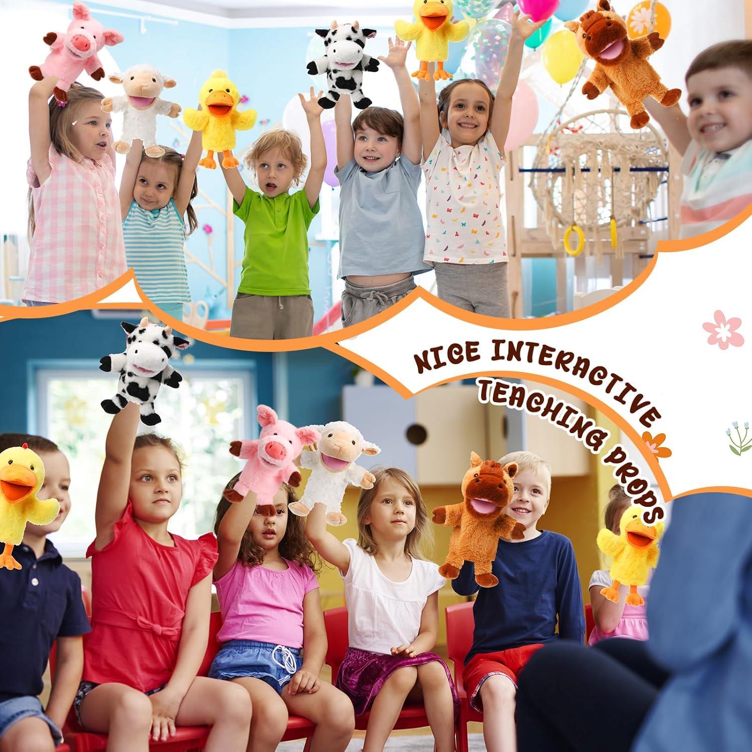 Títeres de Mano de Animales de Granja Lenwen - 6 Pcs 25 cm