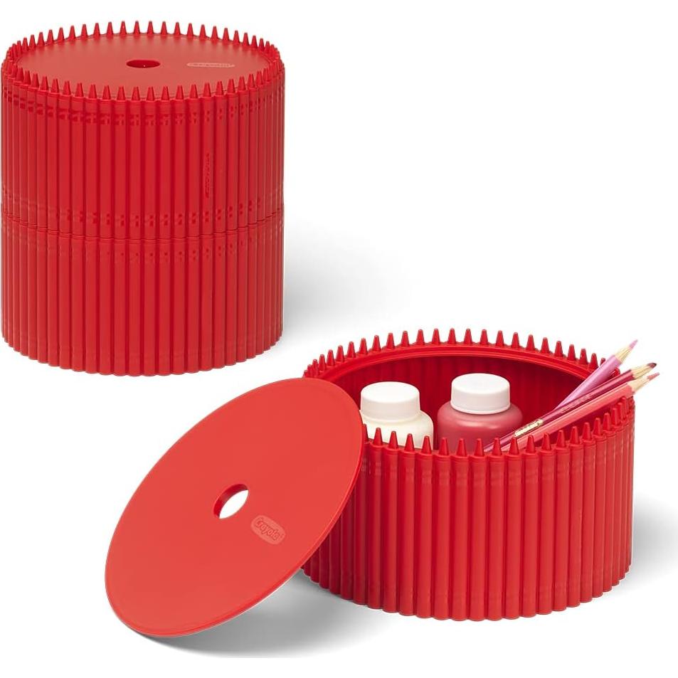 Caja de Almacenamiento Redonda Crayola - Rojo, 17 cm, Apilable