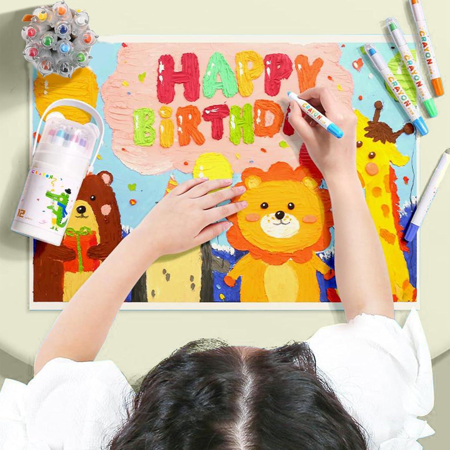 Crayones Jumbo Lavables IEFFPIN 12 Colores para Niños