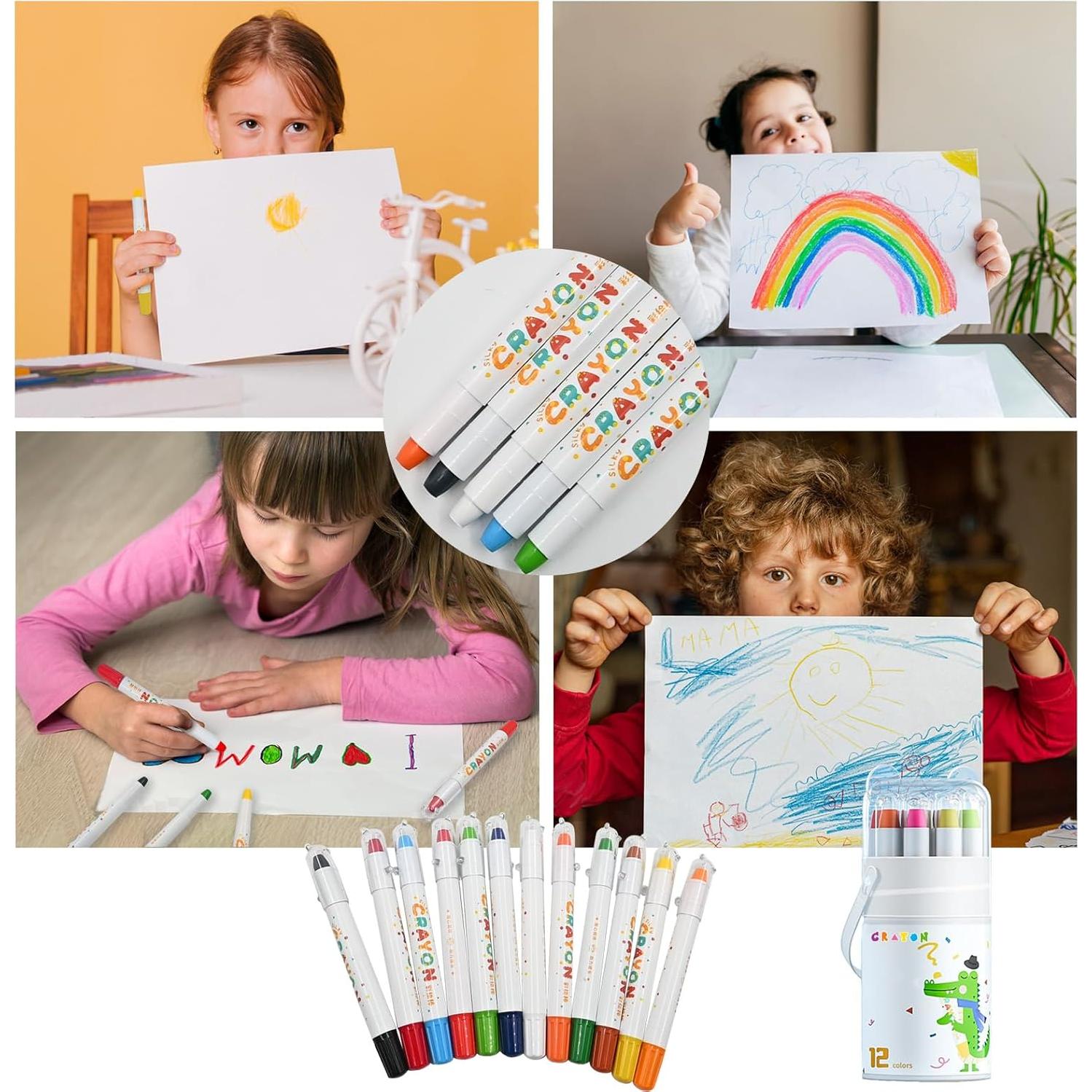 Crayones Jumbo Lavables IEFFPIN 12 Colores para Niños