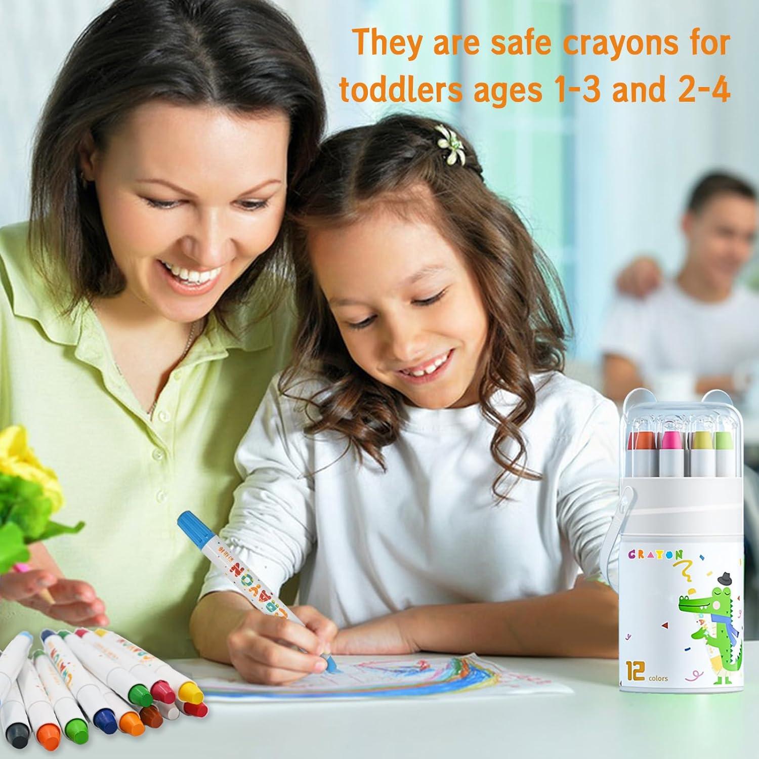 Crayones Jumbo Lavables IEFFPIN 12 Colores para Niños