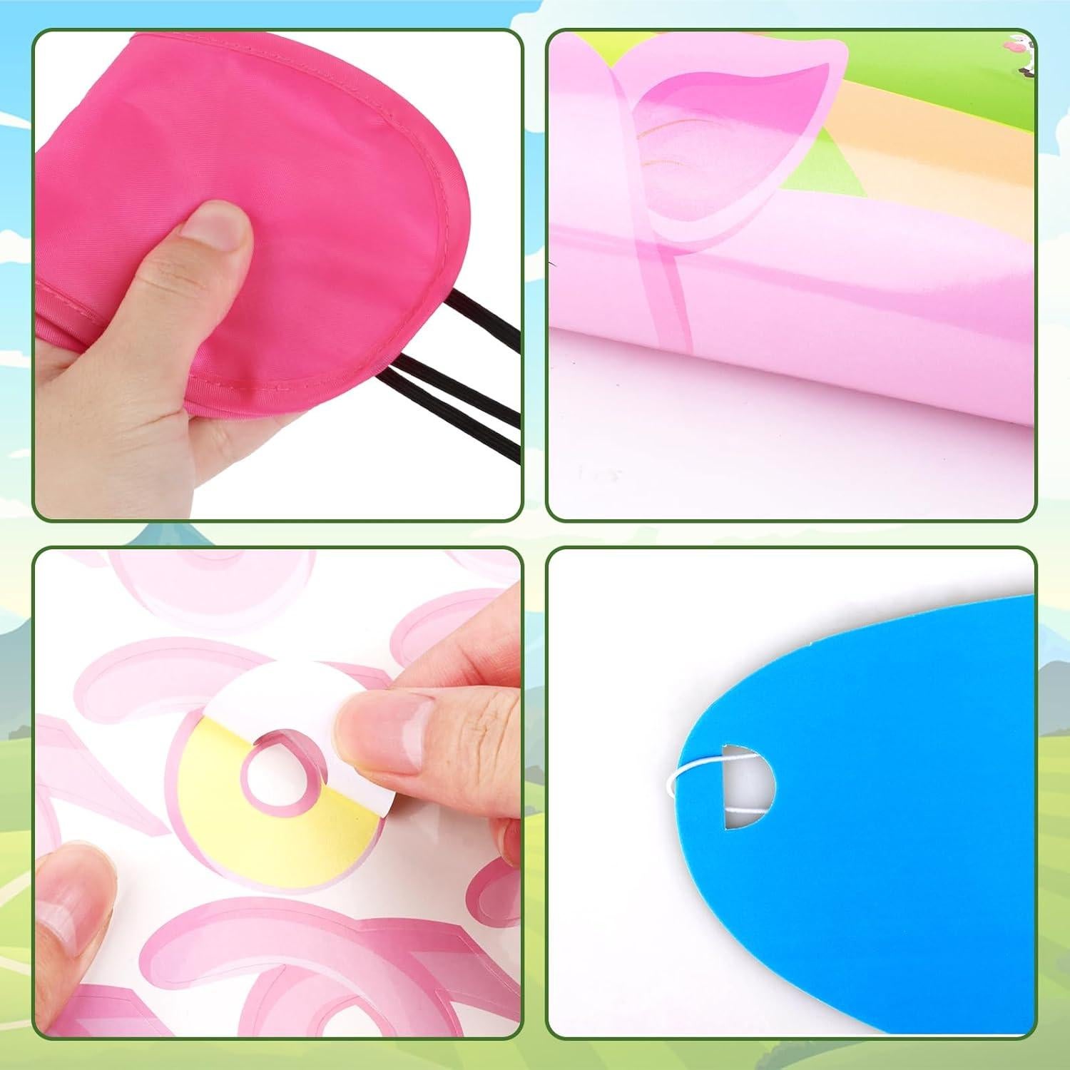 Juego de Fiesta Clavar la Cola Hooqict Cerdo con Póster y Pegatinas