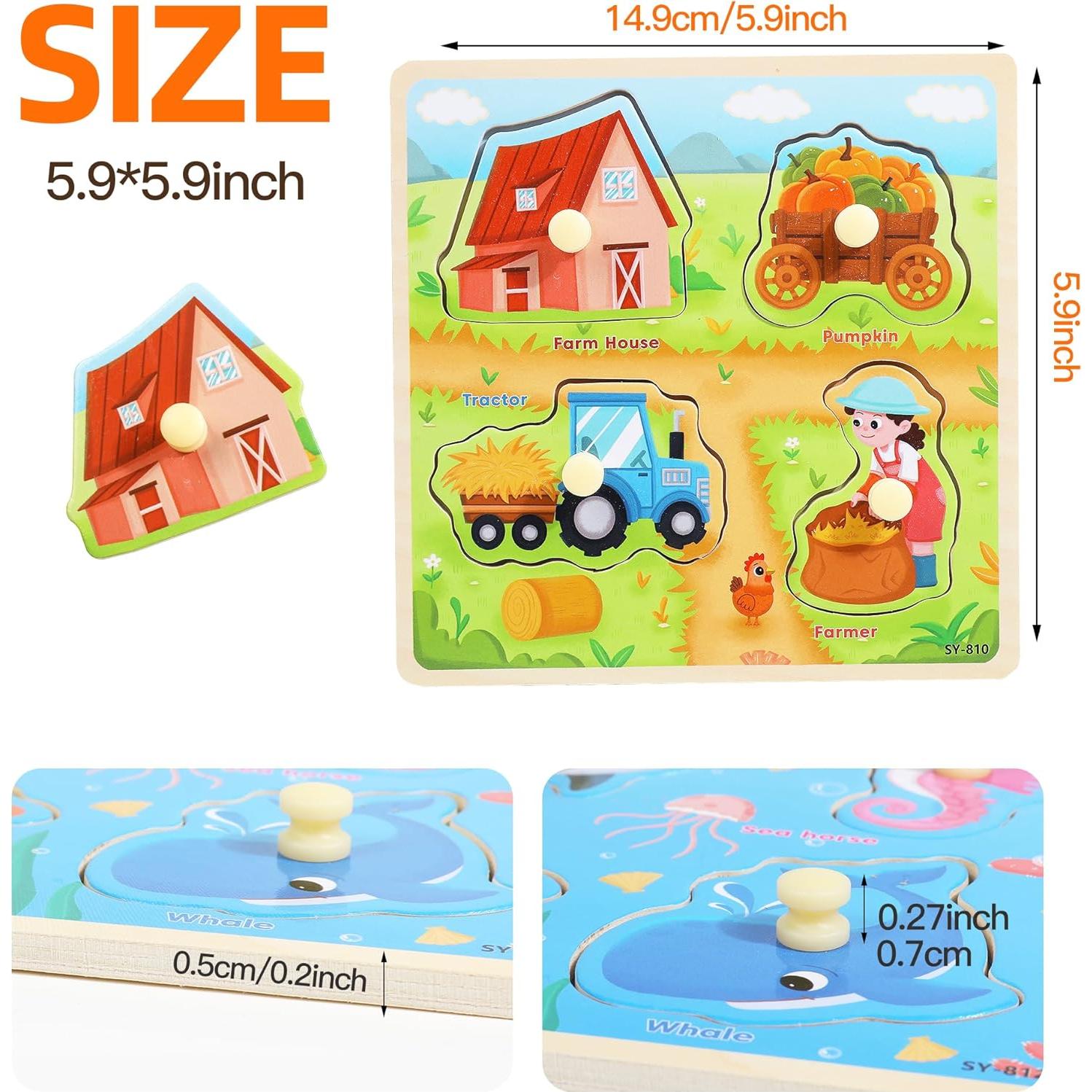 Rompecabezas de Madera Montessori 6 Piezas Melofaver 3-5 Años