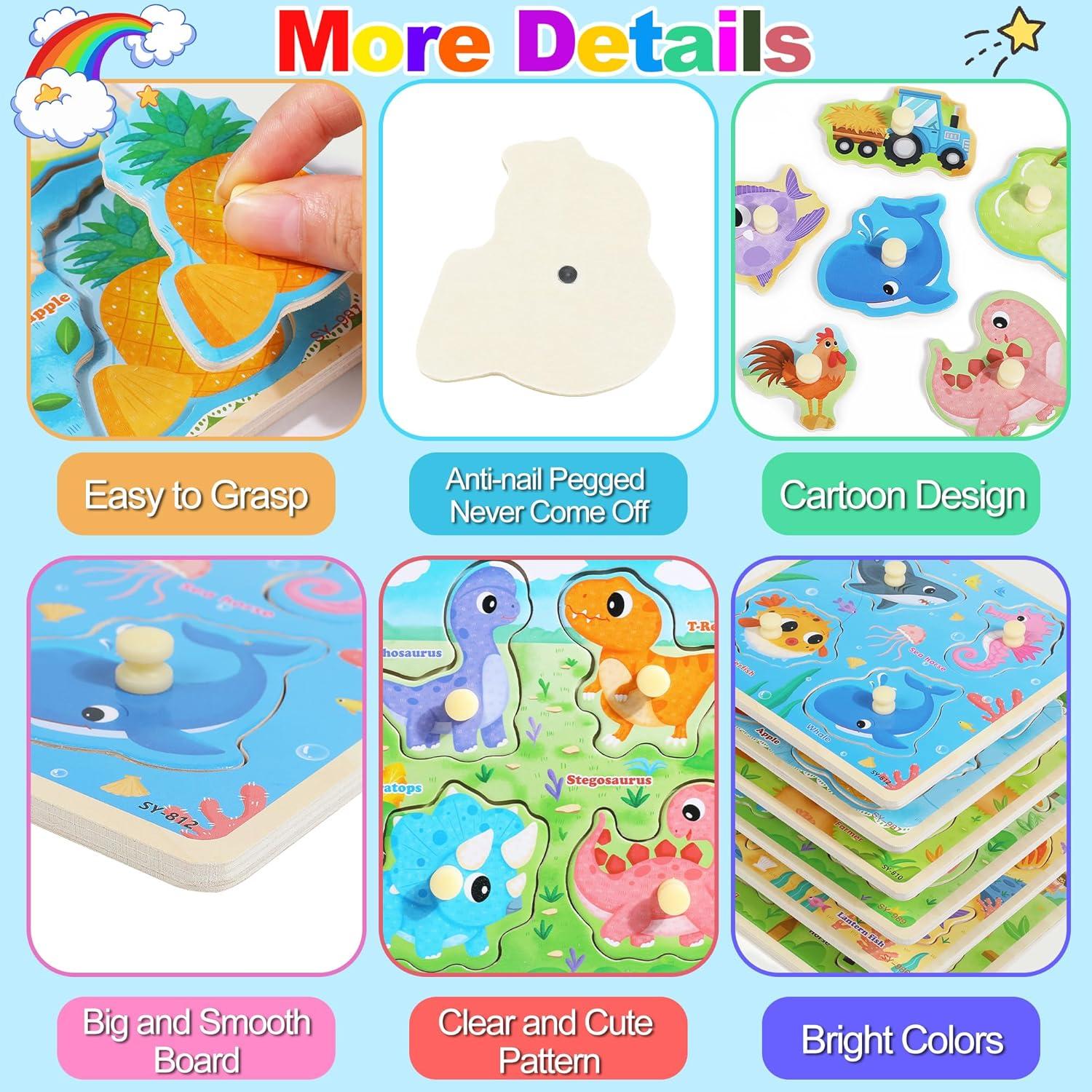 Rompecabezas de Madera Montessori 6 Piezas Melofaver 3-5 Años