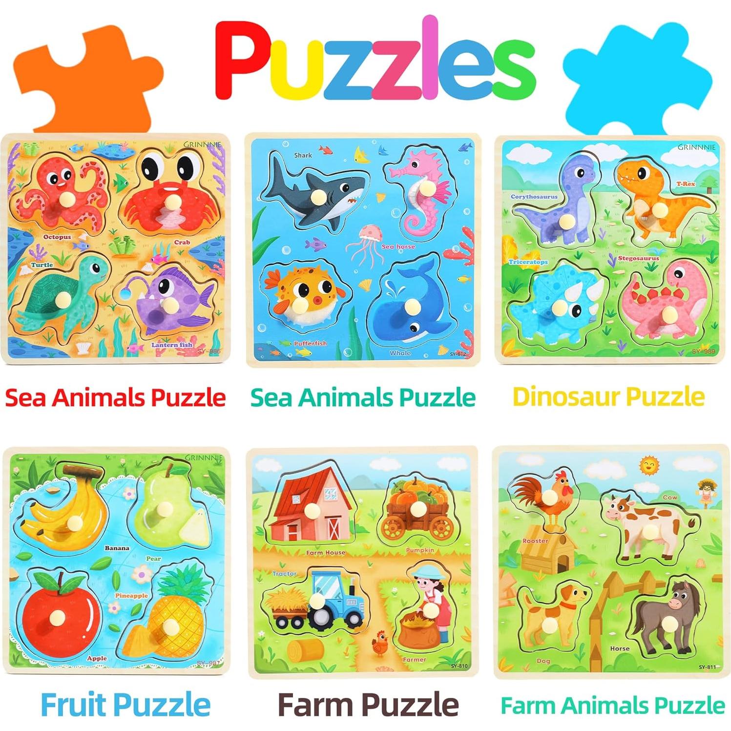 Rompecabezas de Madera Montessori 6 Piezas Melofaver 3-5 Años