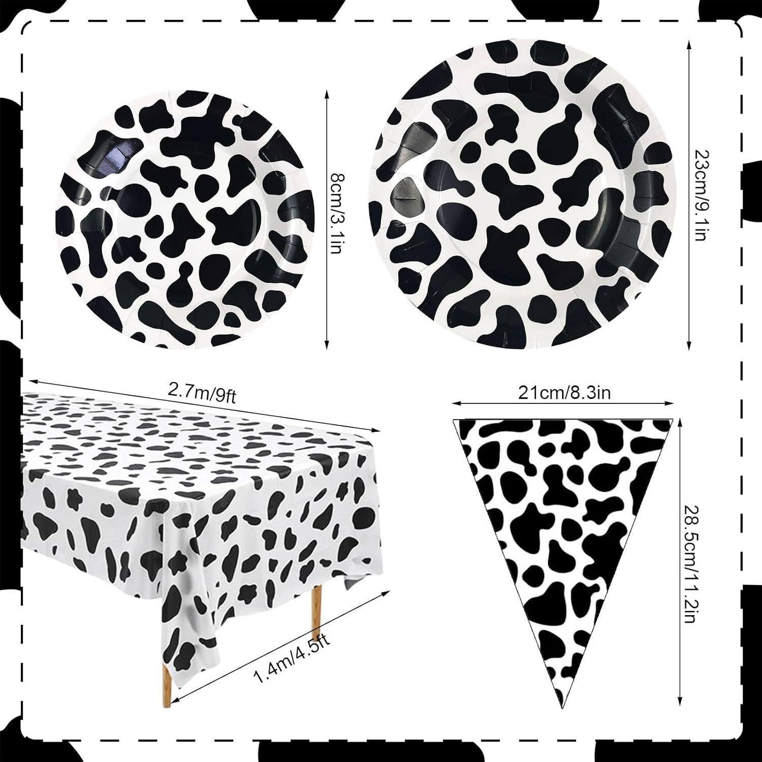 Juego de Vajilla Desechable FMOACEN Fiesta de Vaca para 20