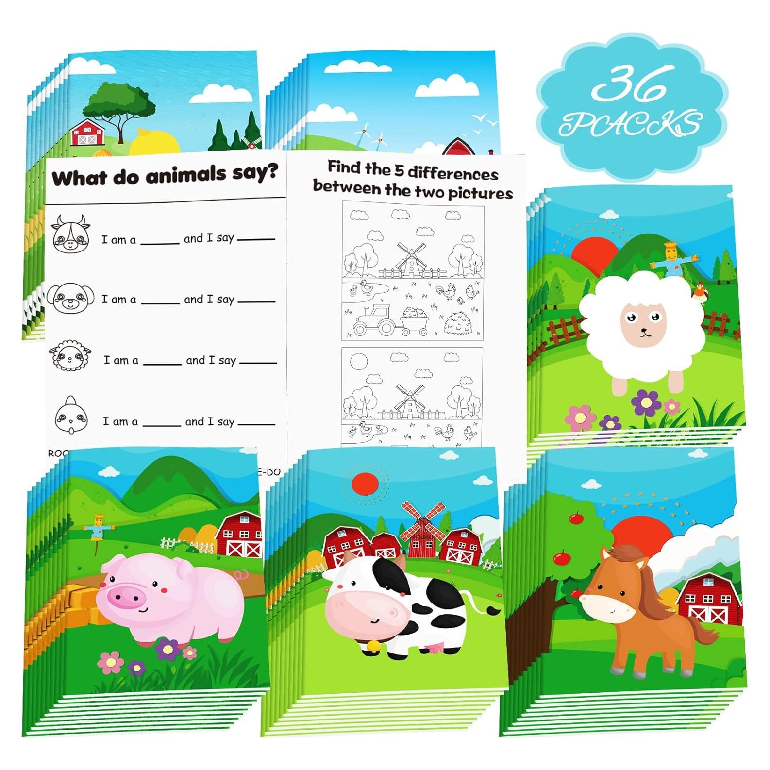 Set de 36 Libros de Actividades de Animales de Granja Sinmoe