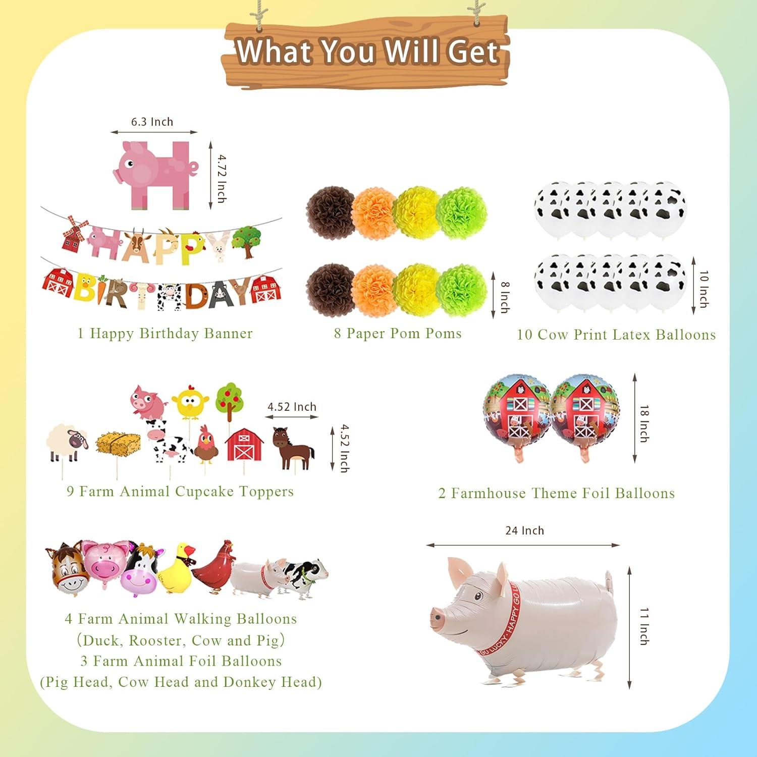 Decoraciones de Fiesta de Animales de Granja LakPty - Cumpleaños