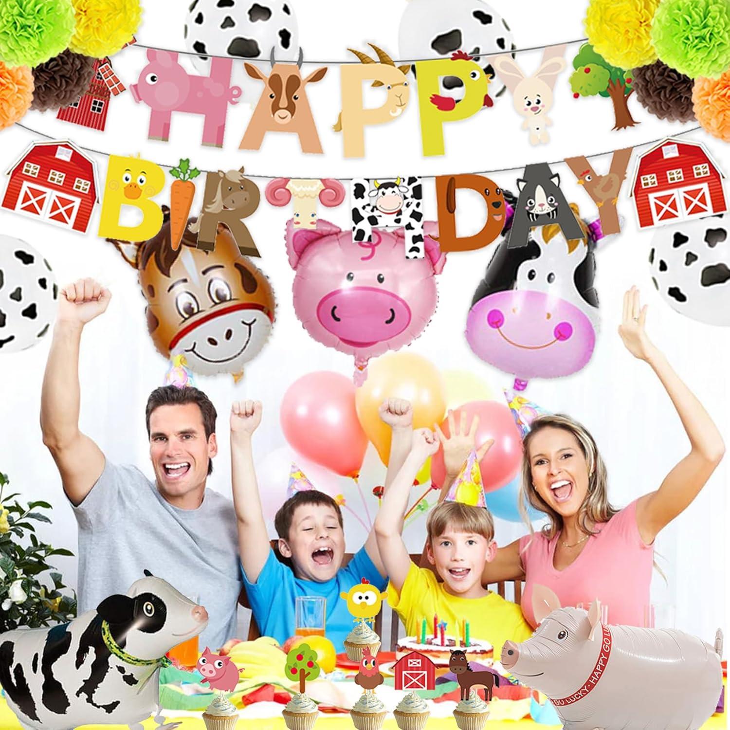 Decoraciones de Fiesta de Animales de Granja LakPty - Cumpleaños