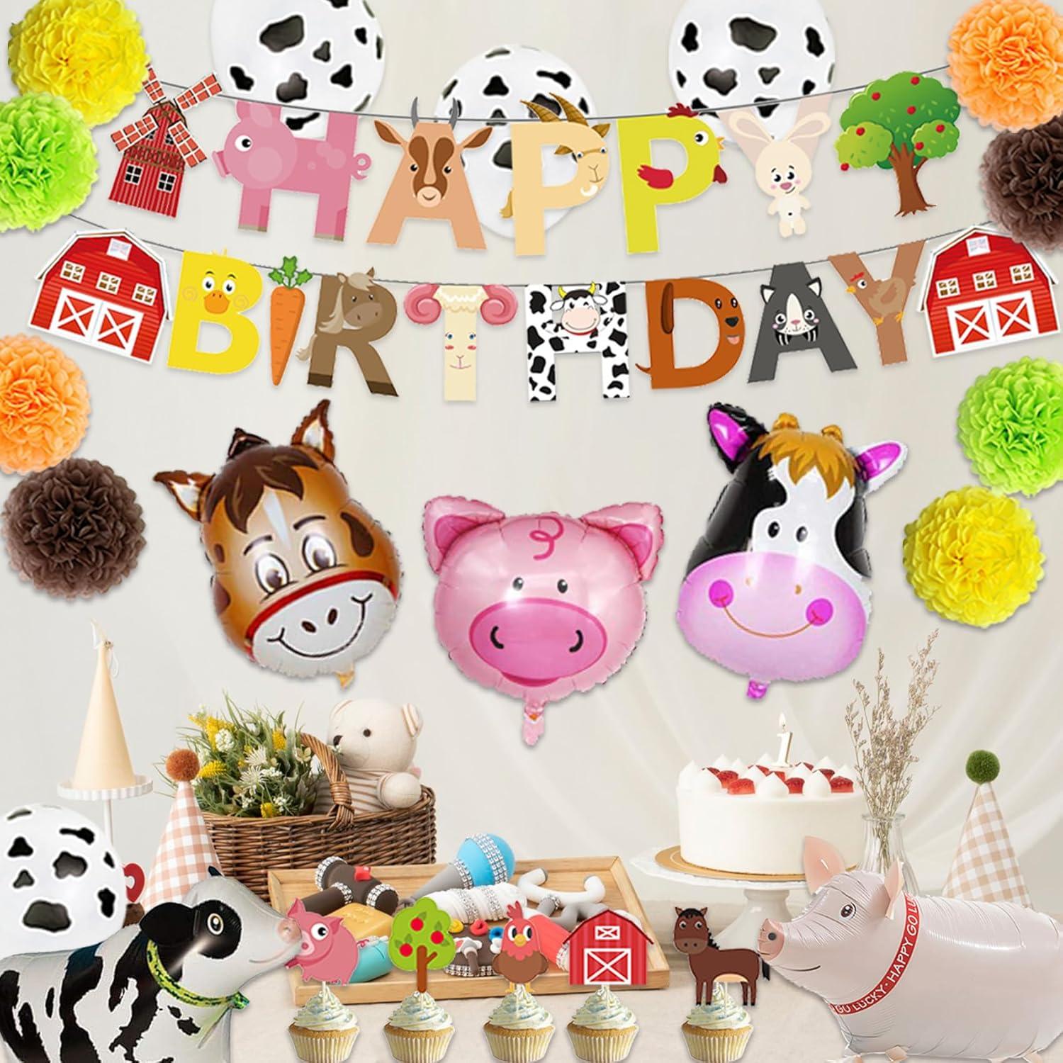 Decoraciones de Fiesta de Animales de Granja LakPty - Cumpleaños