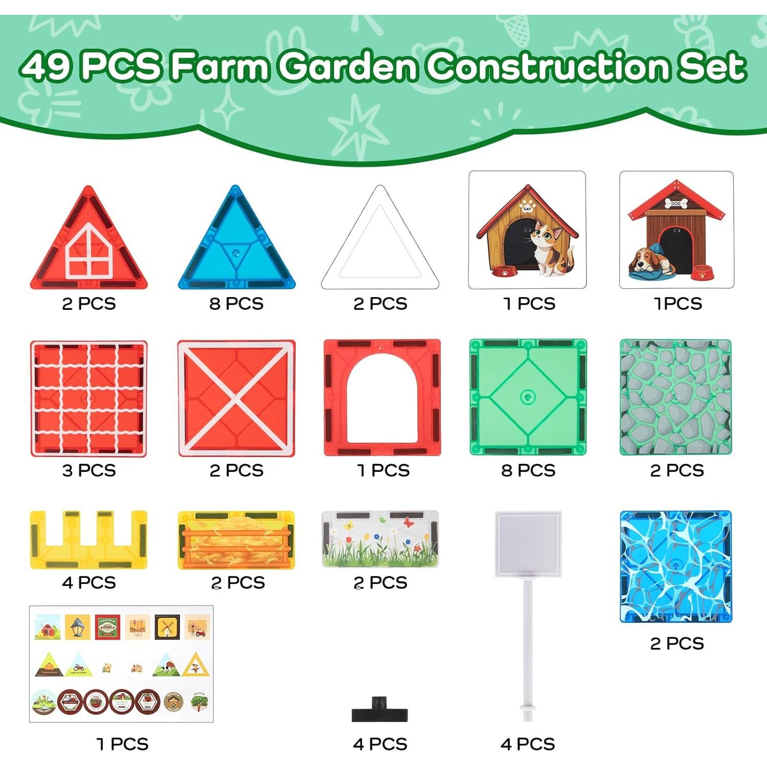 Juego de Azulejos Magnéticos de Animales de Granja SYSKENI 49PCS