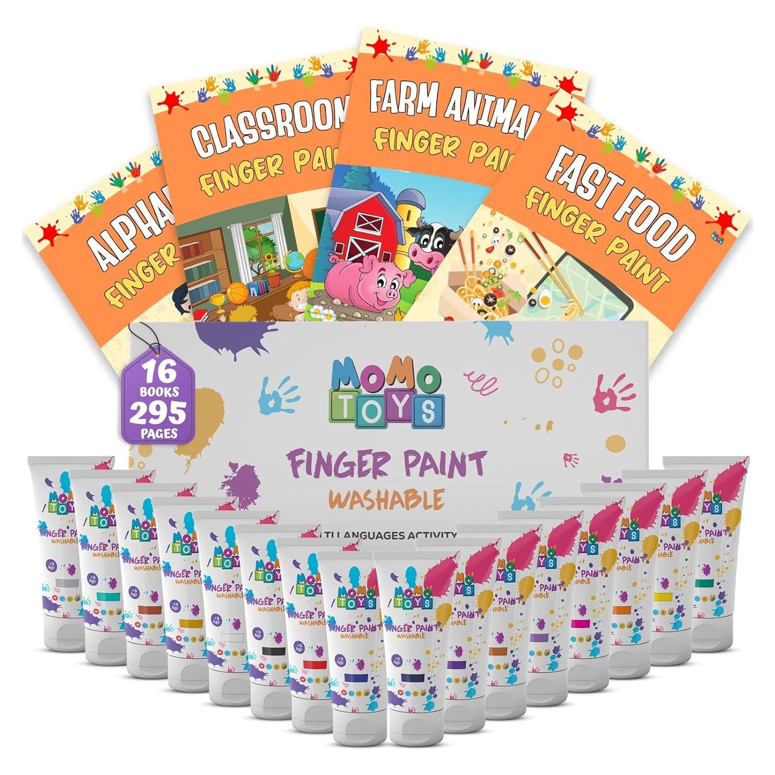 Set de Pintura Lavable para Niños MOMOTOYS - 16 Colores y 4 Metálicos