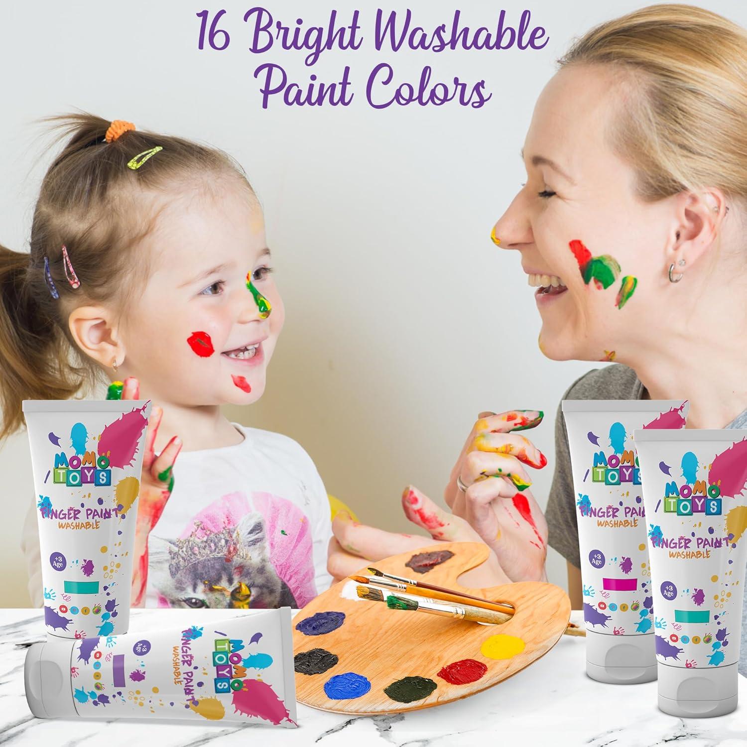 Set de Pintura Lavable para Niños MOMOTOYS - 16 Colores y 4 Metálicos