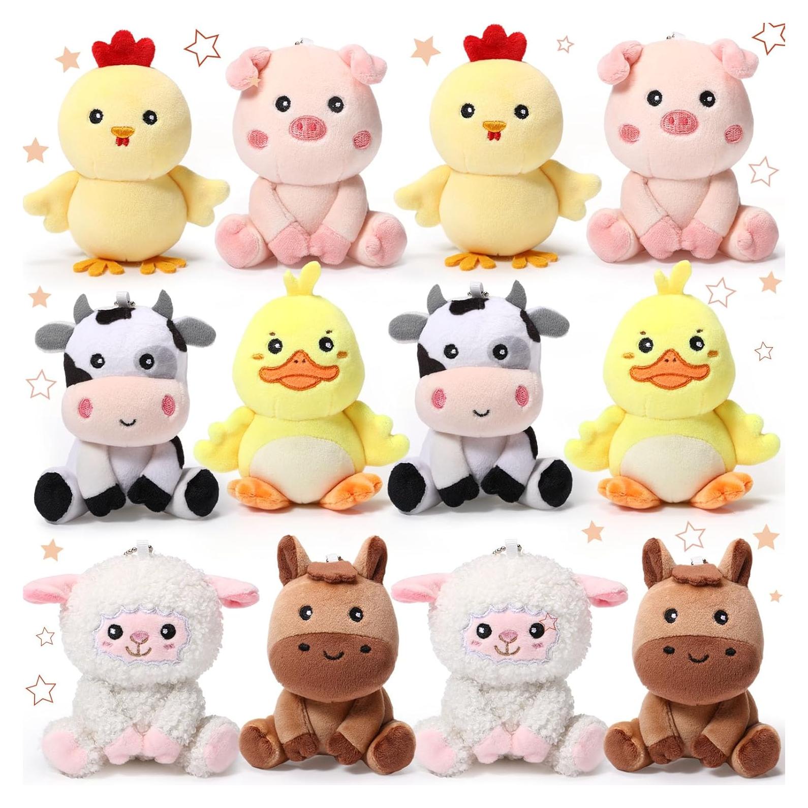 12 Mini Animales de Granja Rellenos Suilung 10 cm Peluche