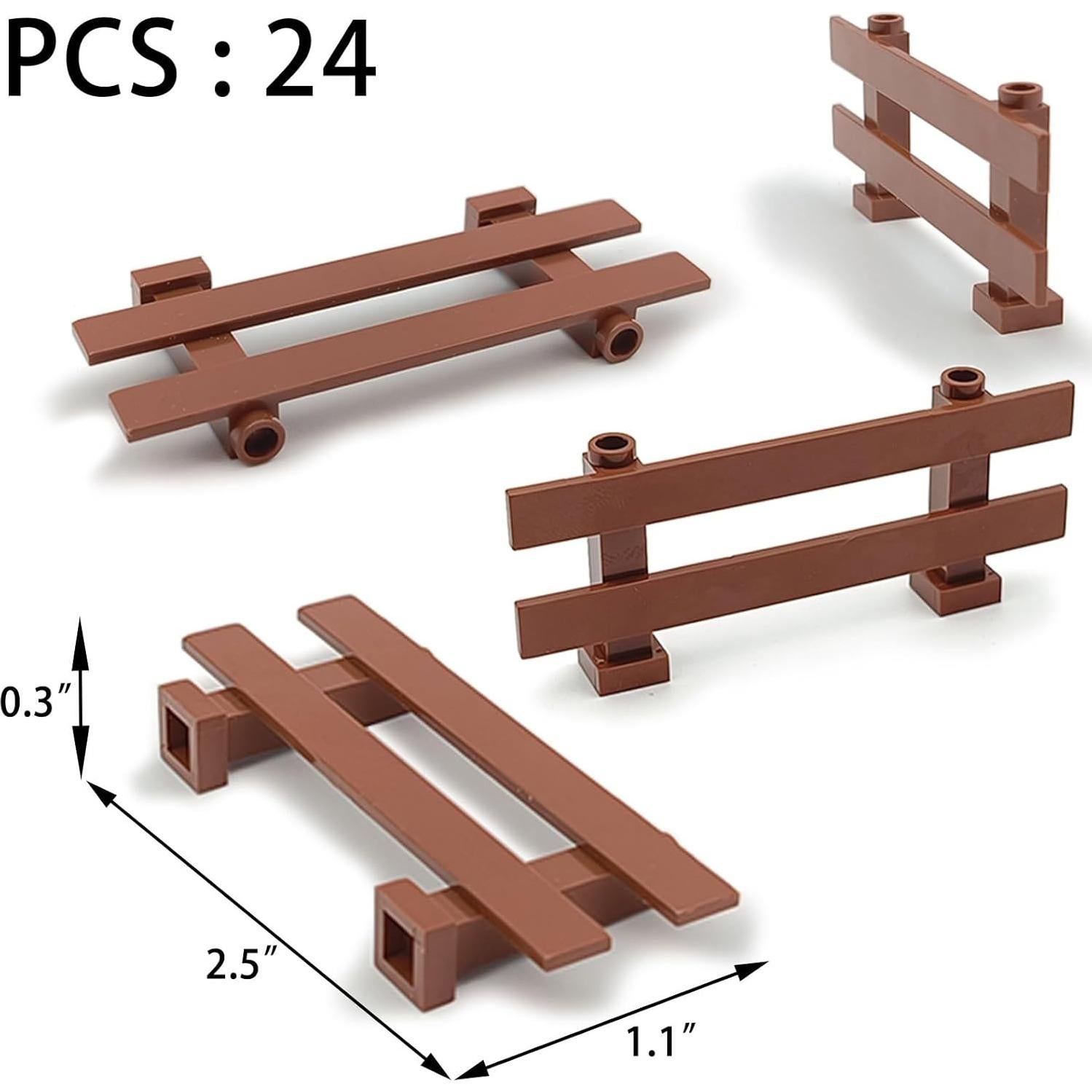 24 Piezas Accesorios de Cercas Marrones SPRITE WORLD 3.2x0.76 cm