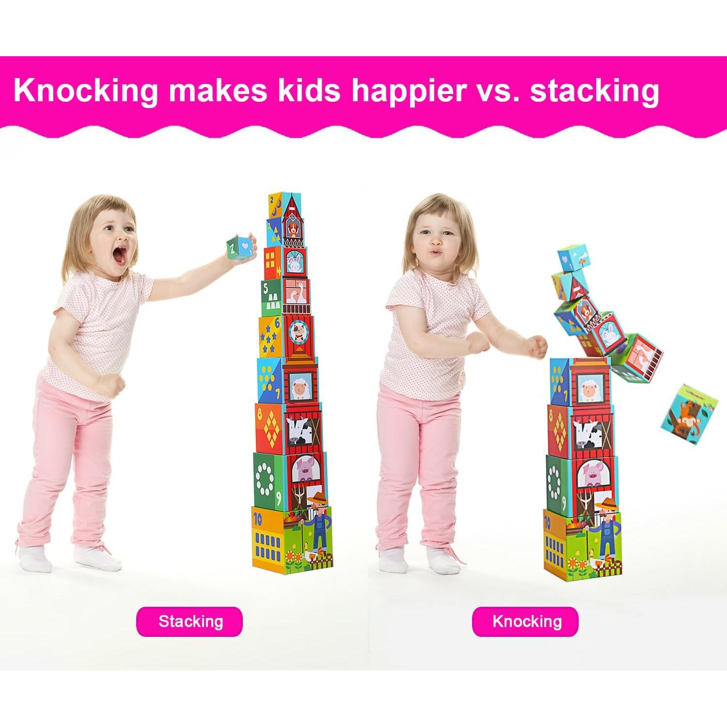 Bloques de Clasificación y Apilamiento Beeqoo - Set de 10 Cubos Educativos